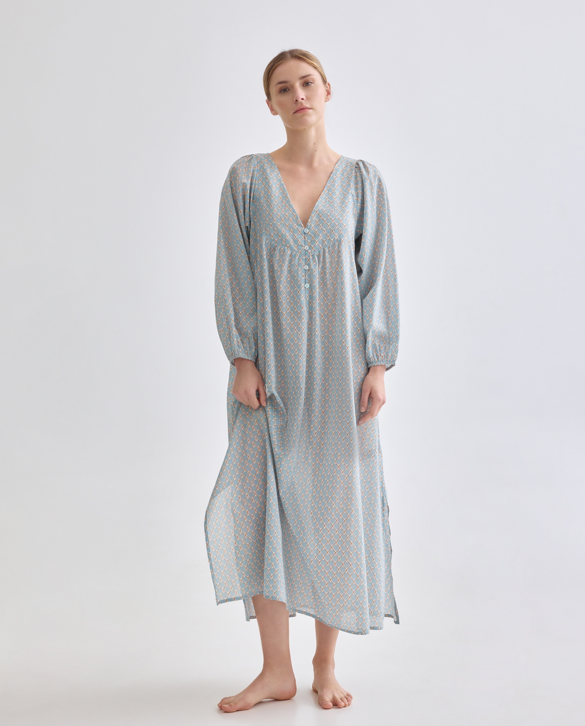 Imagen 0 de Caftán mujer largo algodón estampado