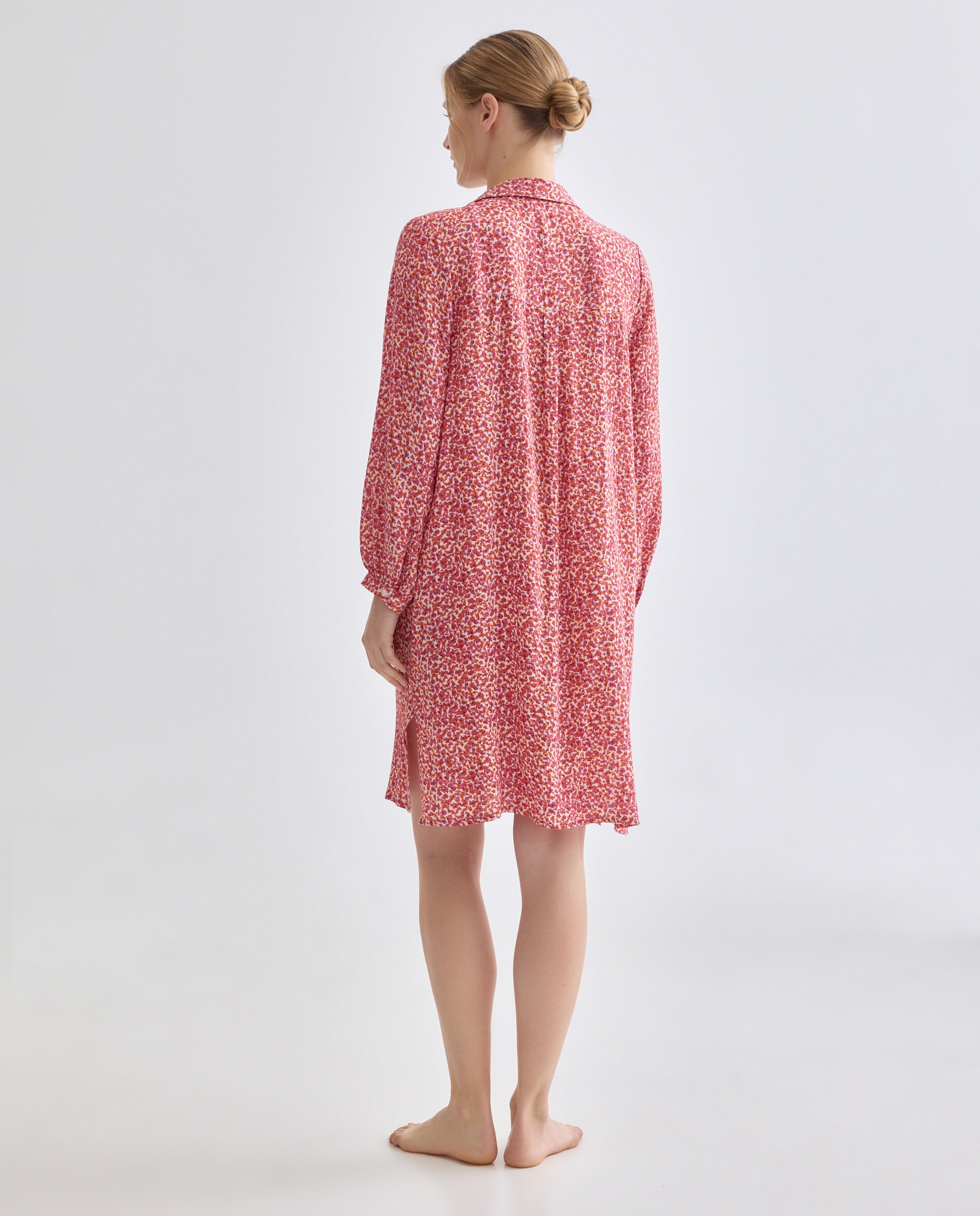 Caftán mujer camisero estampado Rosa-2