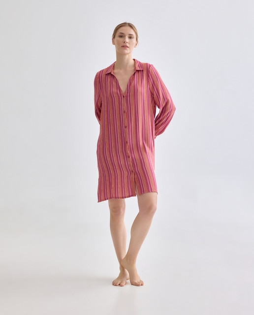 Imagen 0 de Caftán mujer camisero estampado