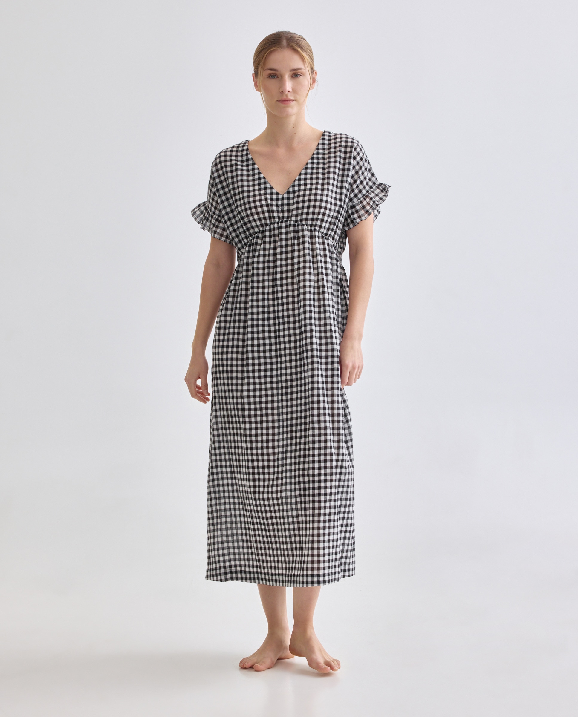 Imagen 0 de Caftán mujer algodón cuello pico