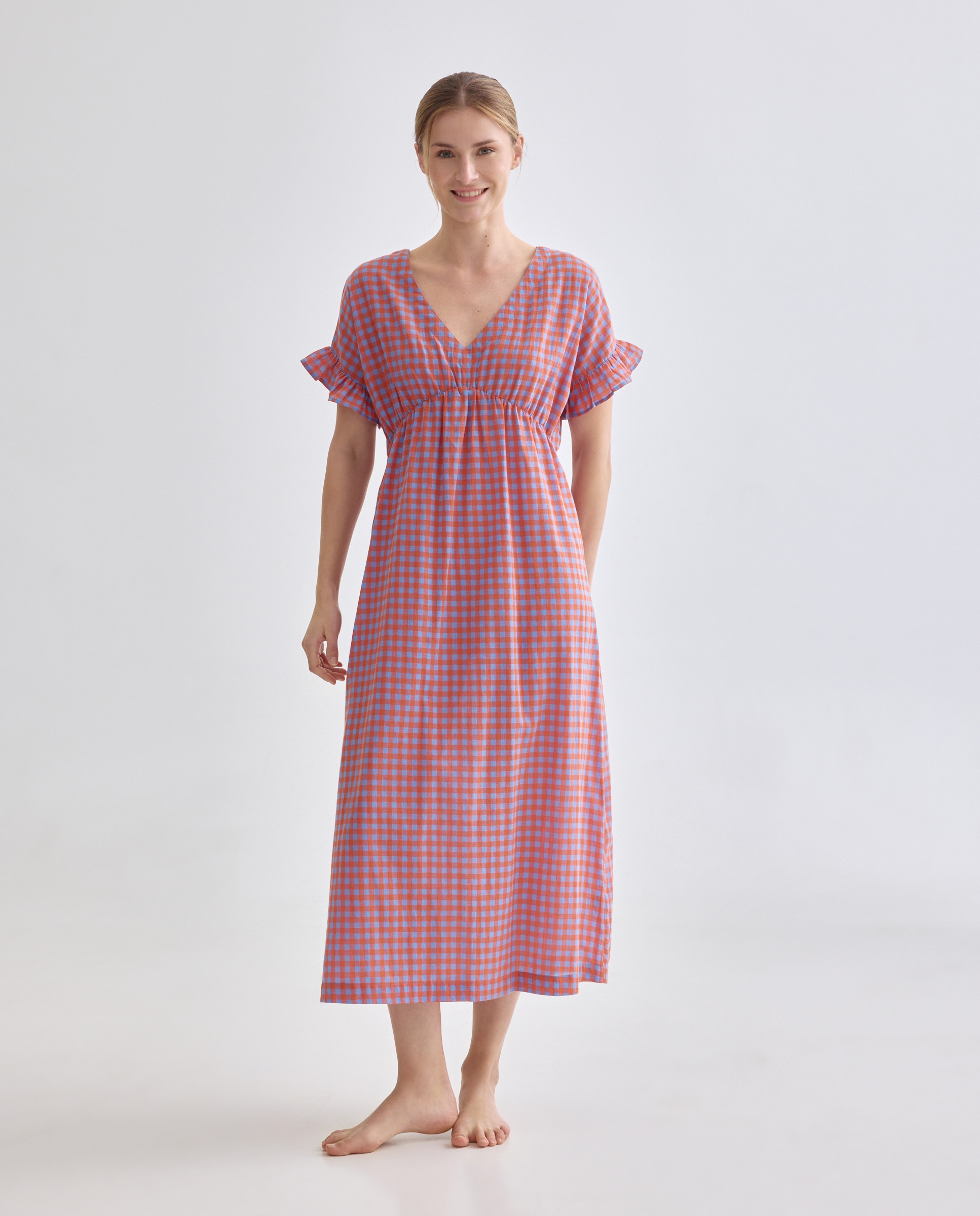 Imagen 0 de Caftán mujer algodón cuello pico