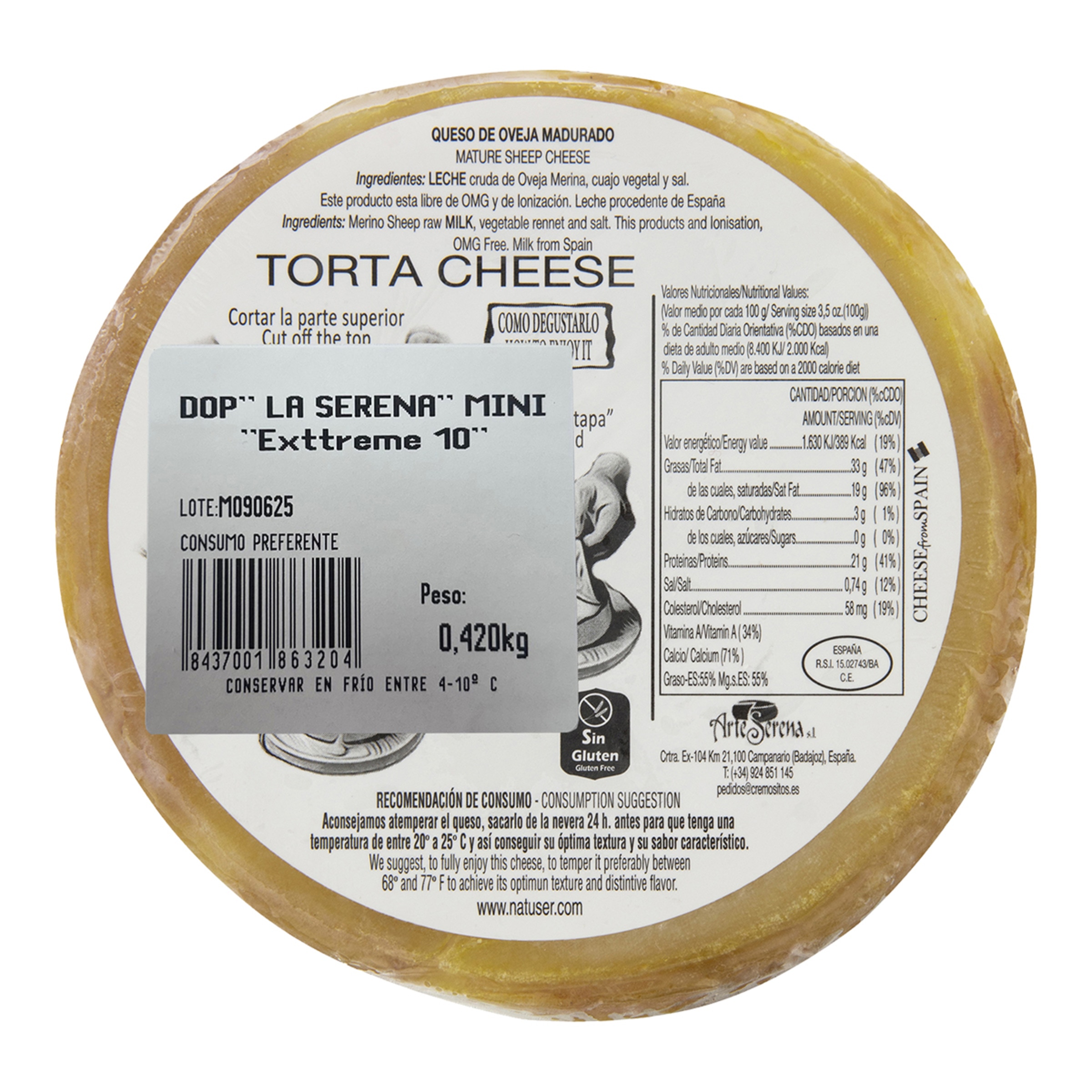 Queso de leche de oveja D.O.P La Serena Exttreme10 2