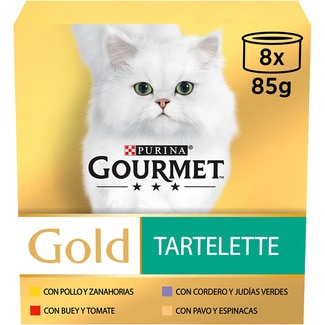 Gold Tartelette comida húmeda para gatos surtido de carnes 8 latas 85 g - Gourmet