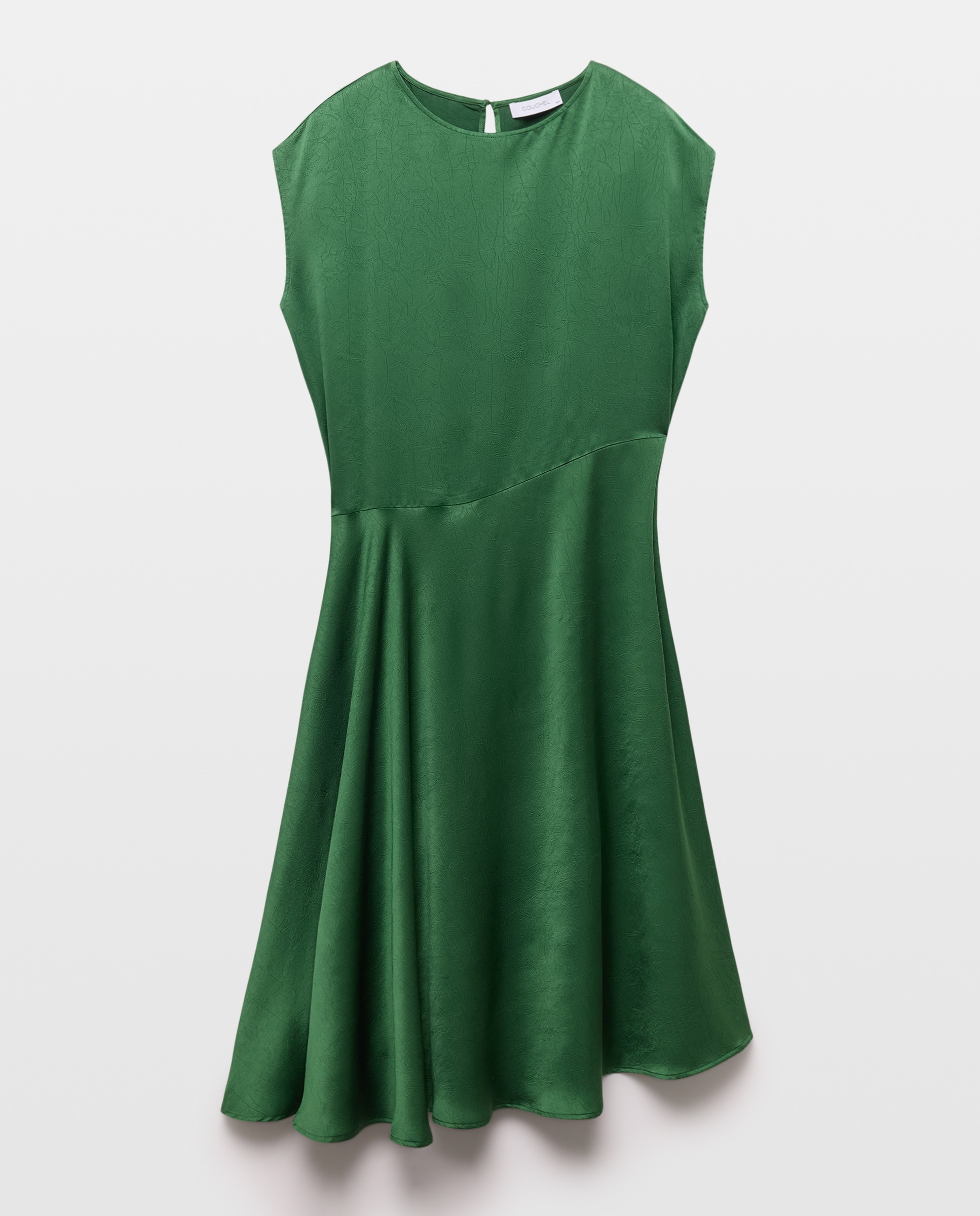 Vestido sin mangas de satén crinkle - Couchel - Verde Verde-4