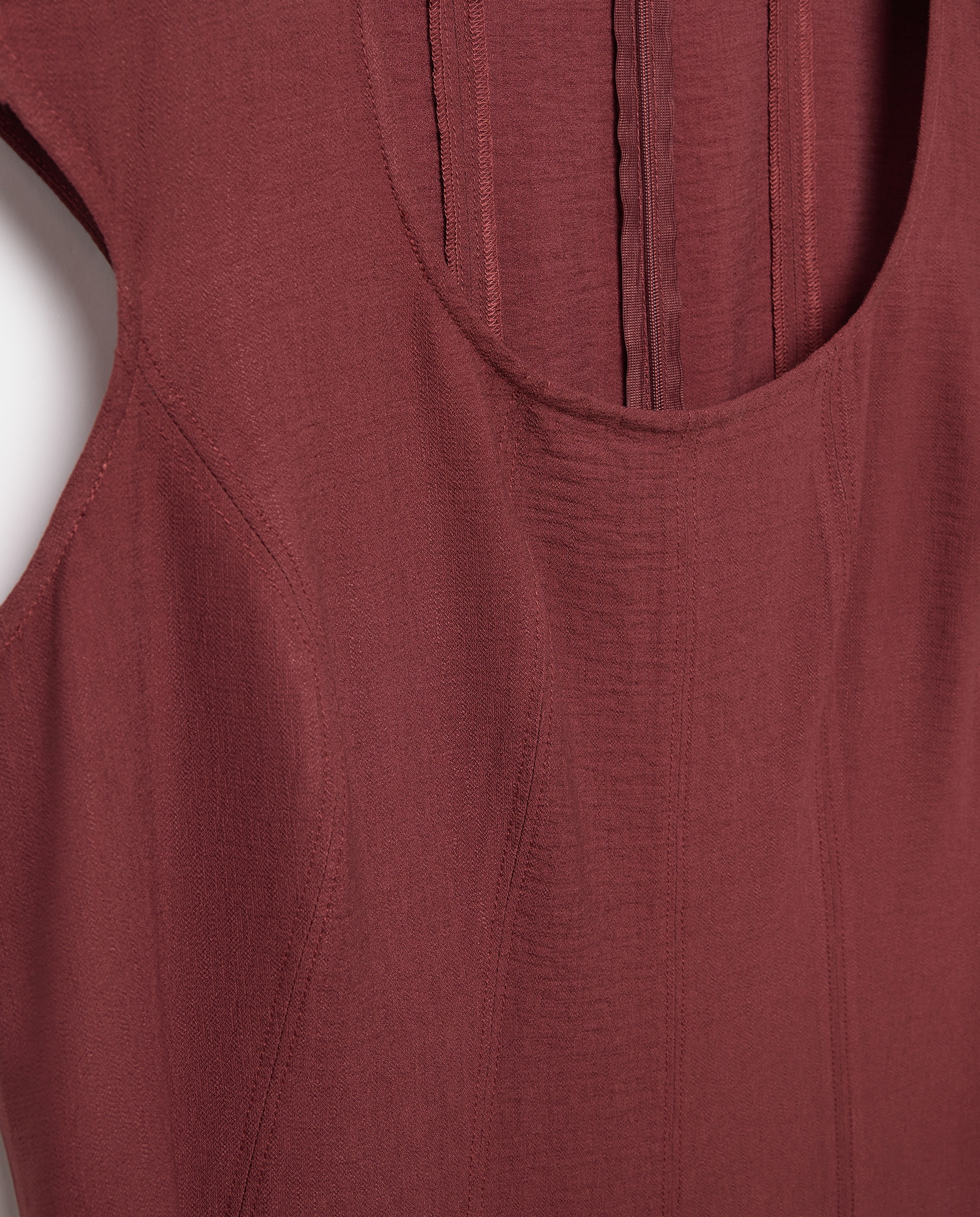 Vestido Midi sem Mangas com Roda Bordeaux-5