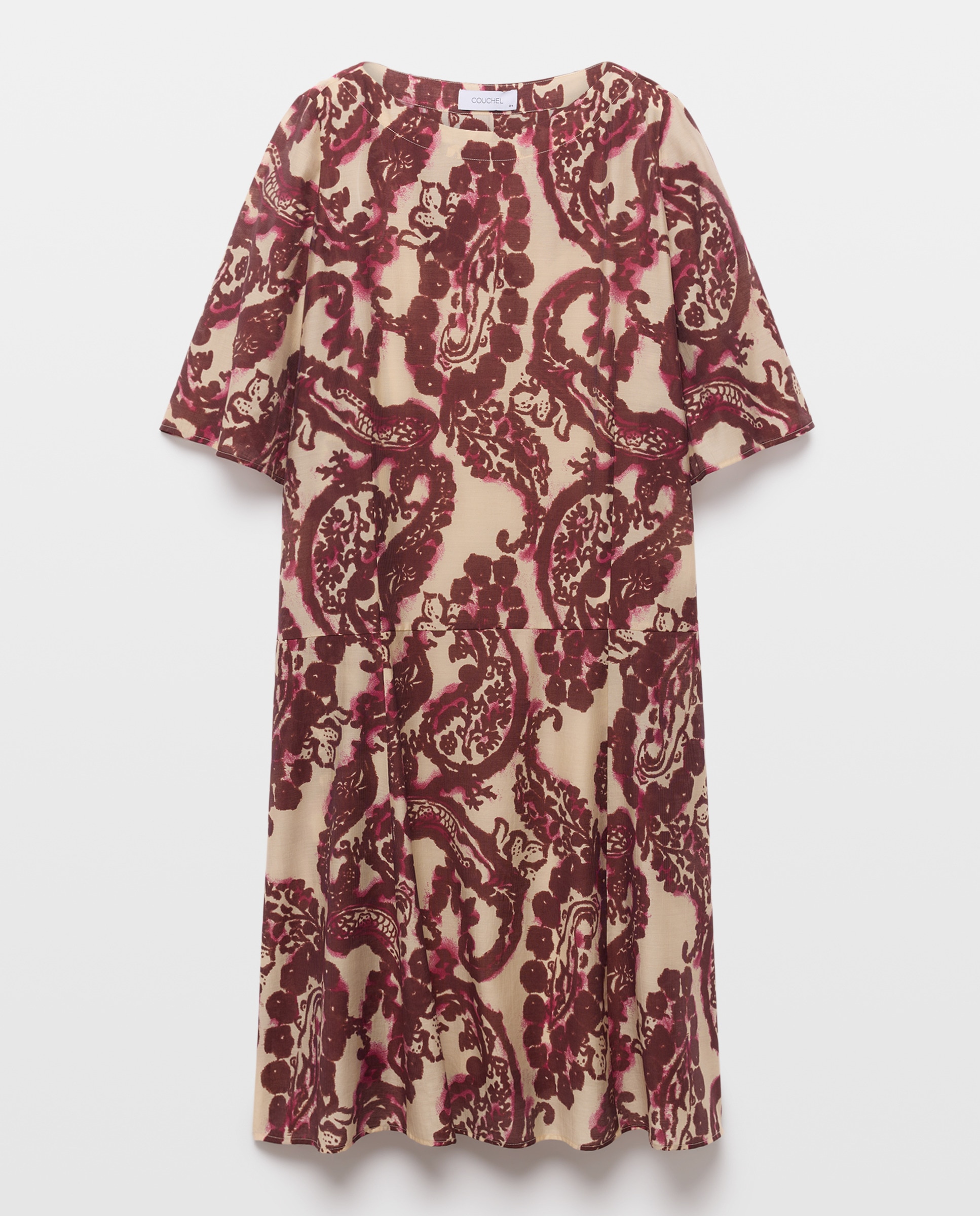 Imagem 0 de Vestido Midi Estampado com Manga Curta