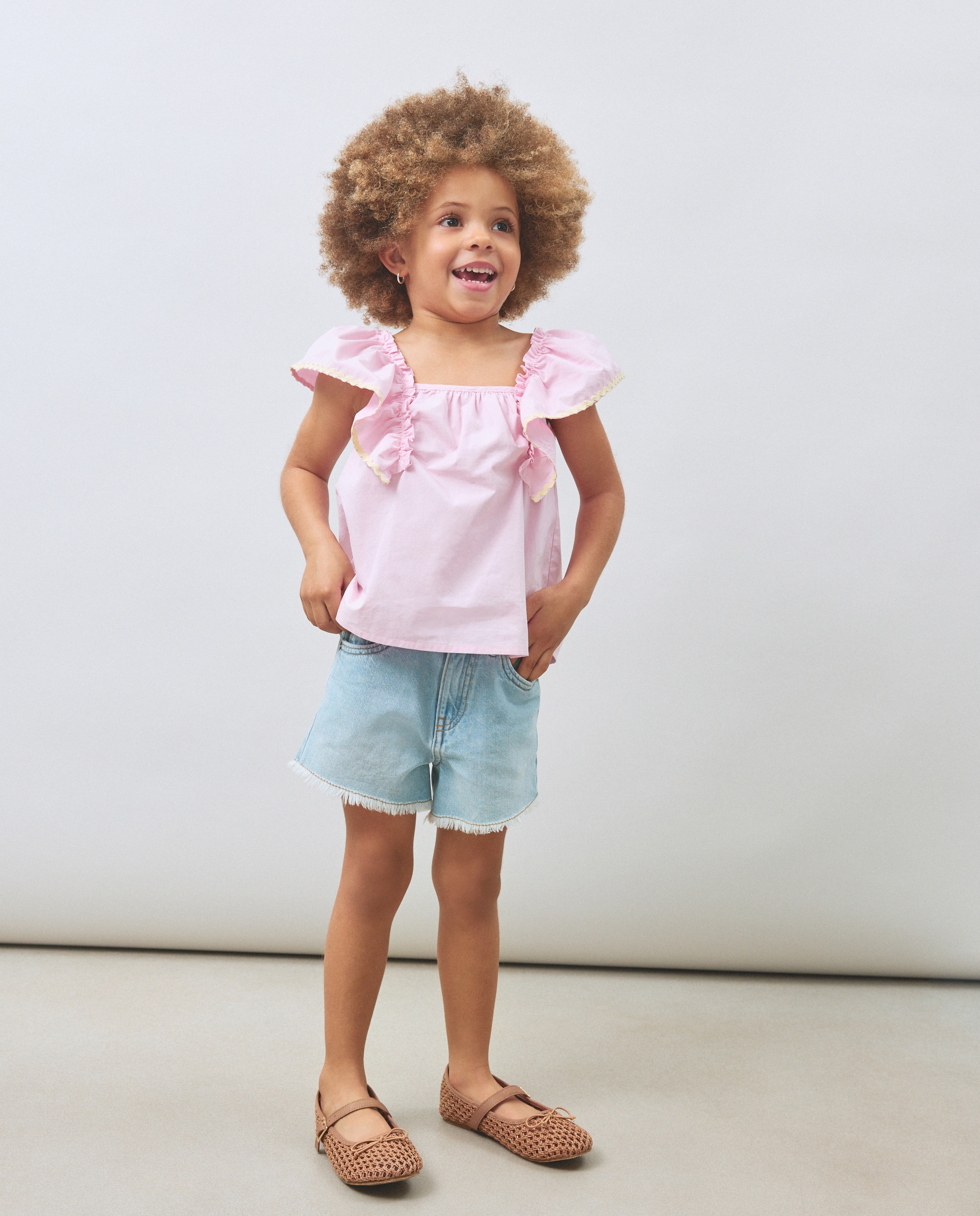 Blusa com Folho e Alças Largas 200 Rosa-2
