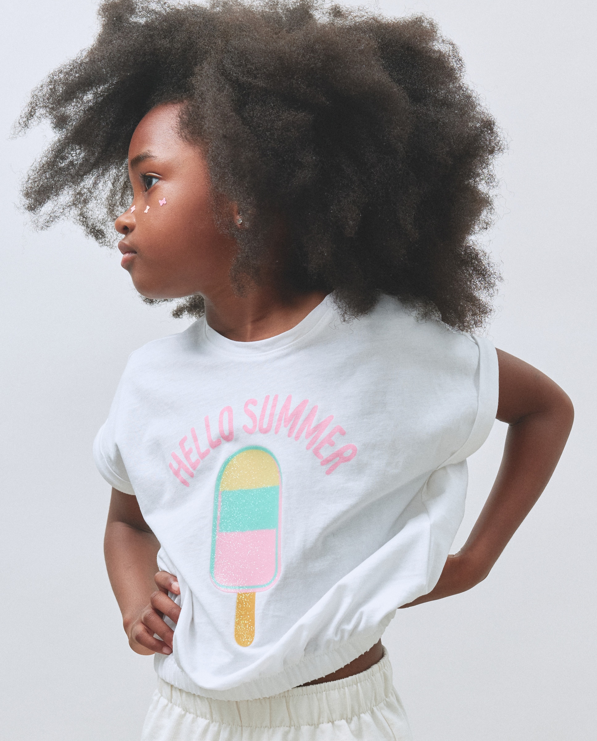 T-shirt de Alças com Elástico na Parte Inferior e Fantasia Kids El Corte Inglés Branco-1