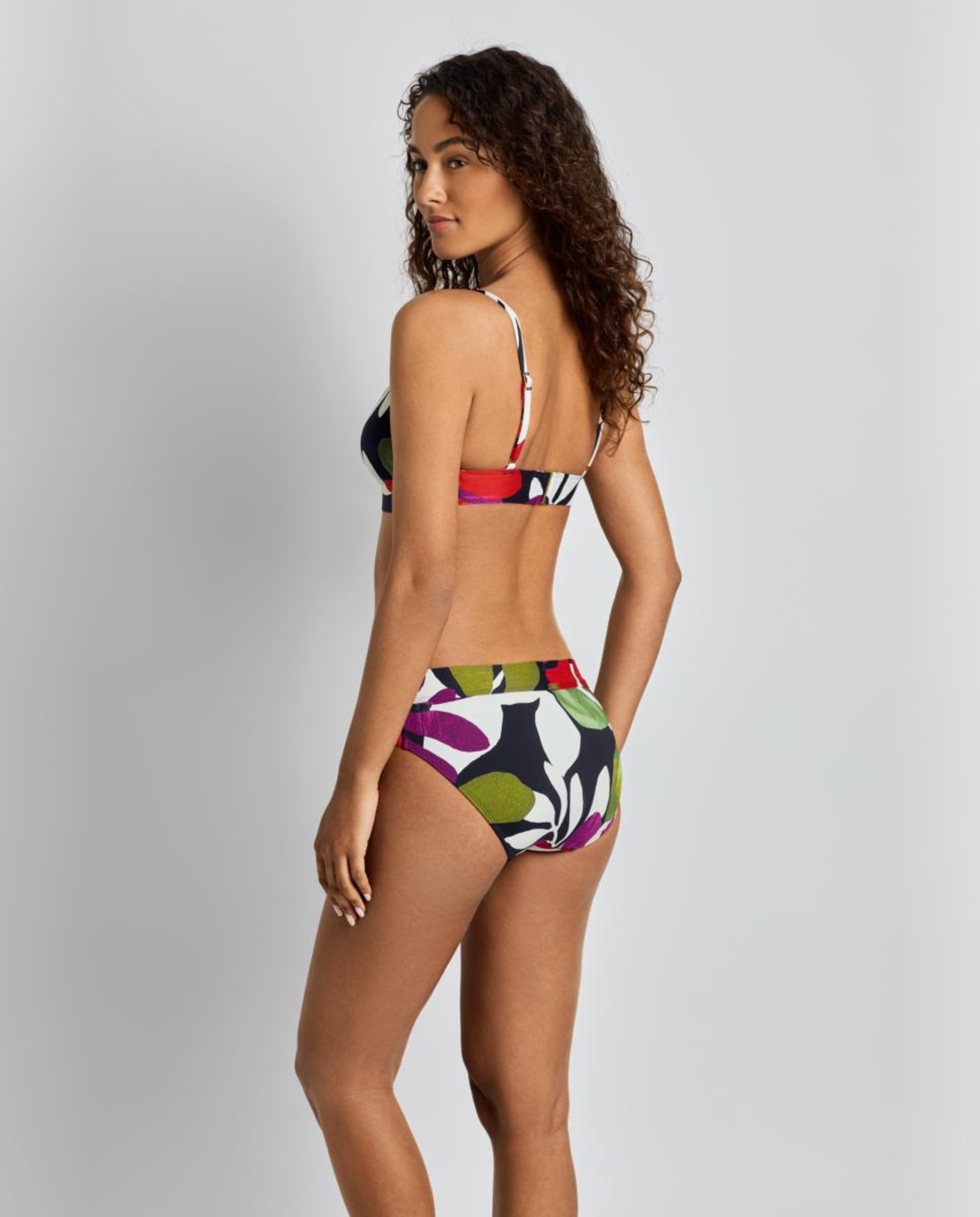 Cueca de Biquíni Clássica com Estampado Floral Multicolor-2