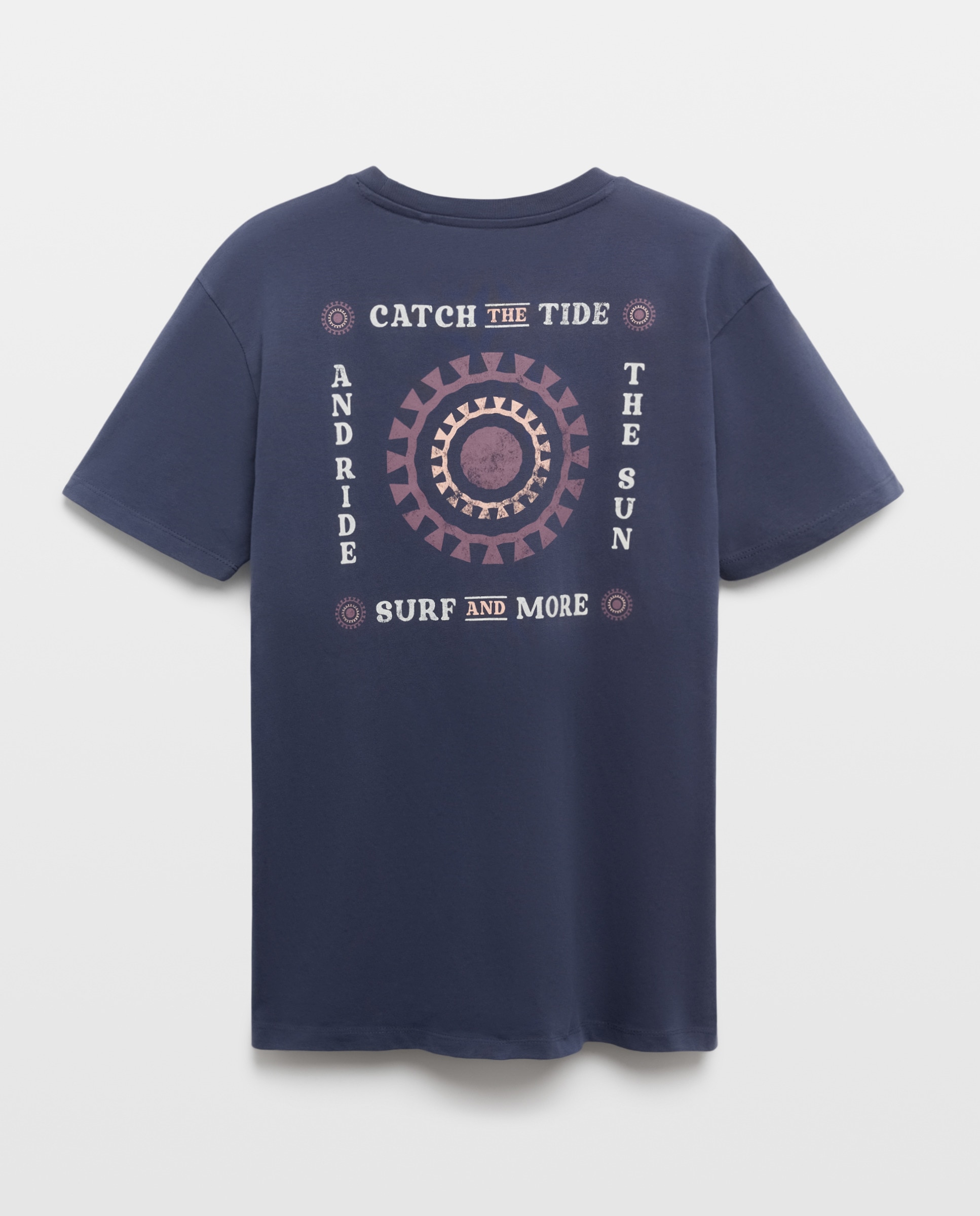 Camiseta de hombre manga corta Catch the tide ride the sun Azul marino-2