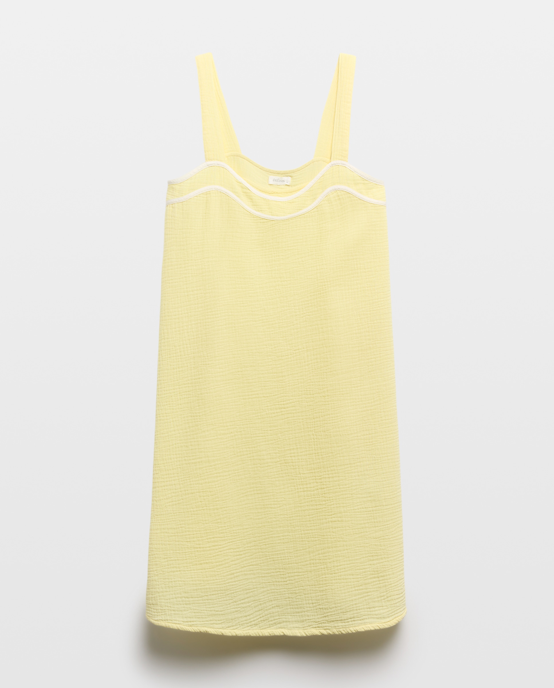 Camisa de Dormir Lisa de Alças 310 Amarelo Claro-4