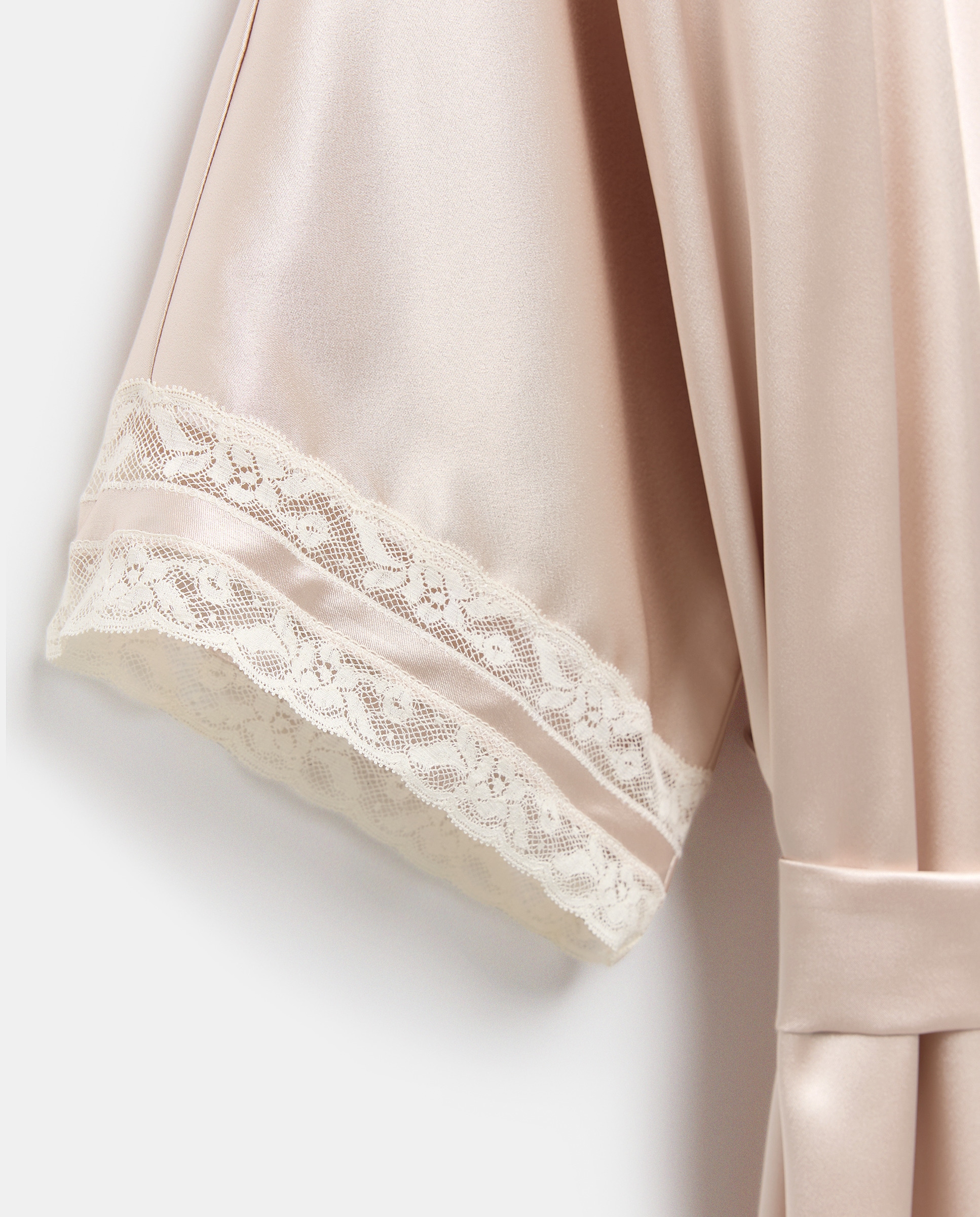 Robe Tipo Kimono Comprido com Manga 3/4 Rosa-claro-4