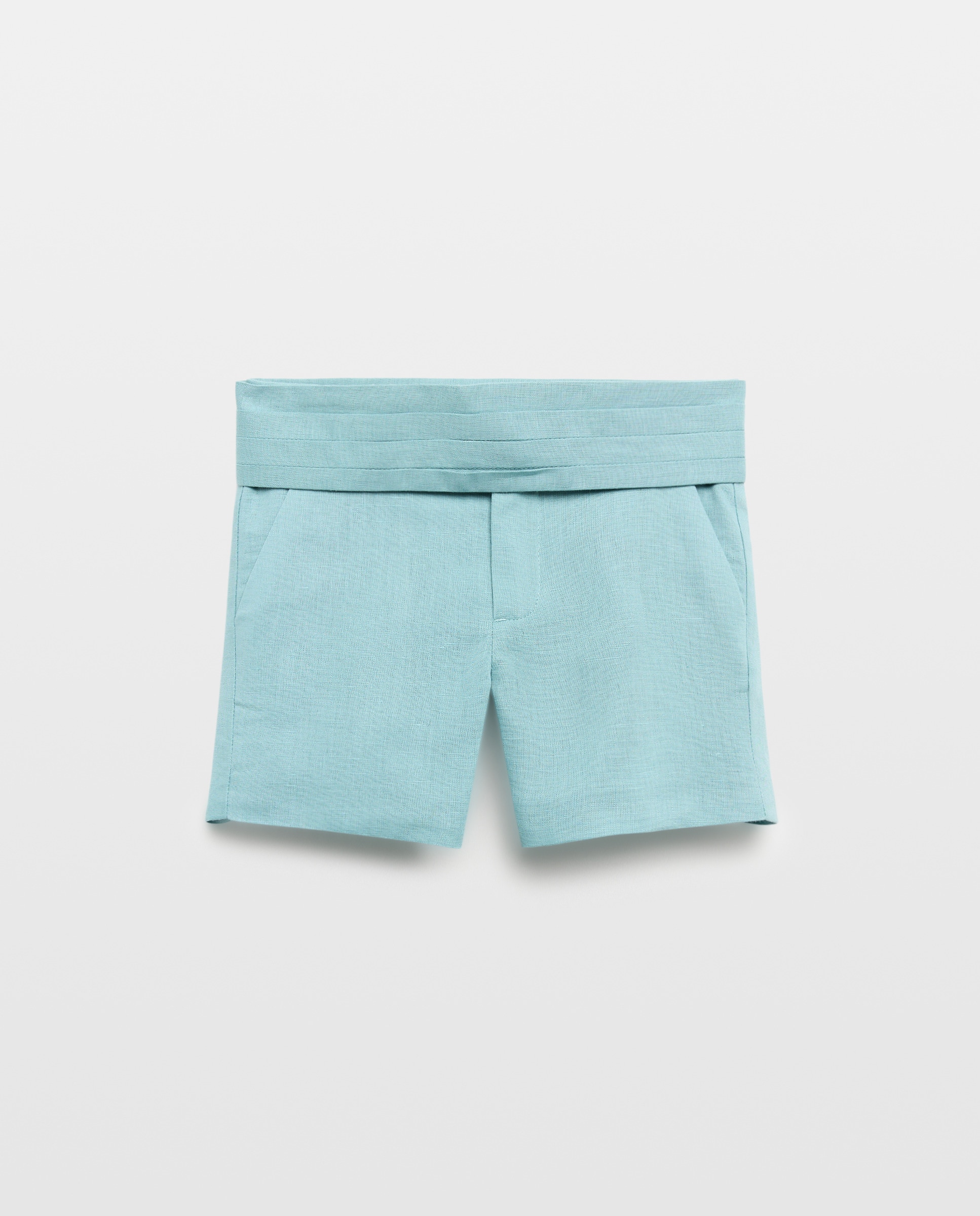 Bermudas de Linho com Faixa Verde-4