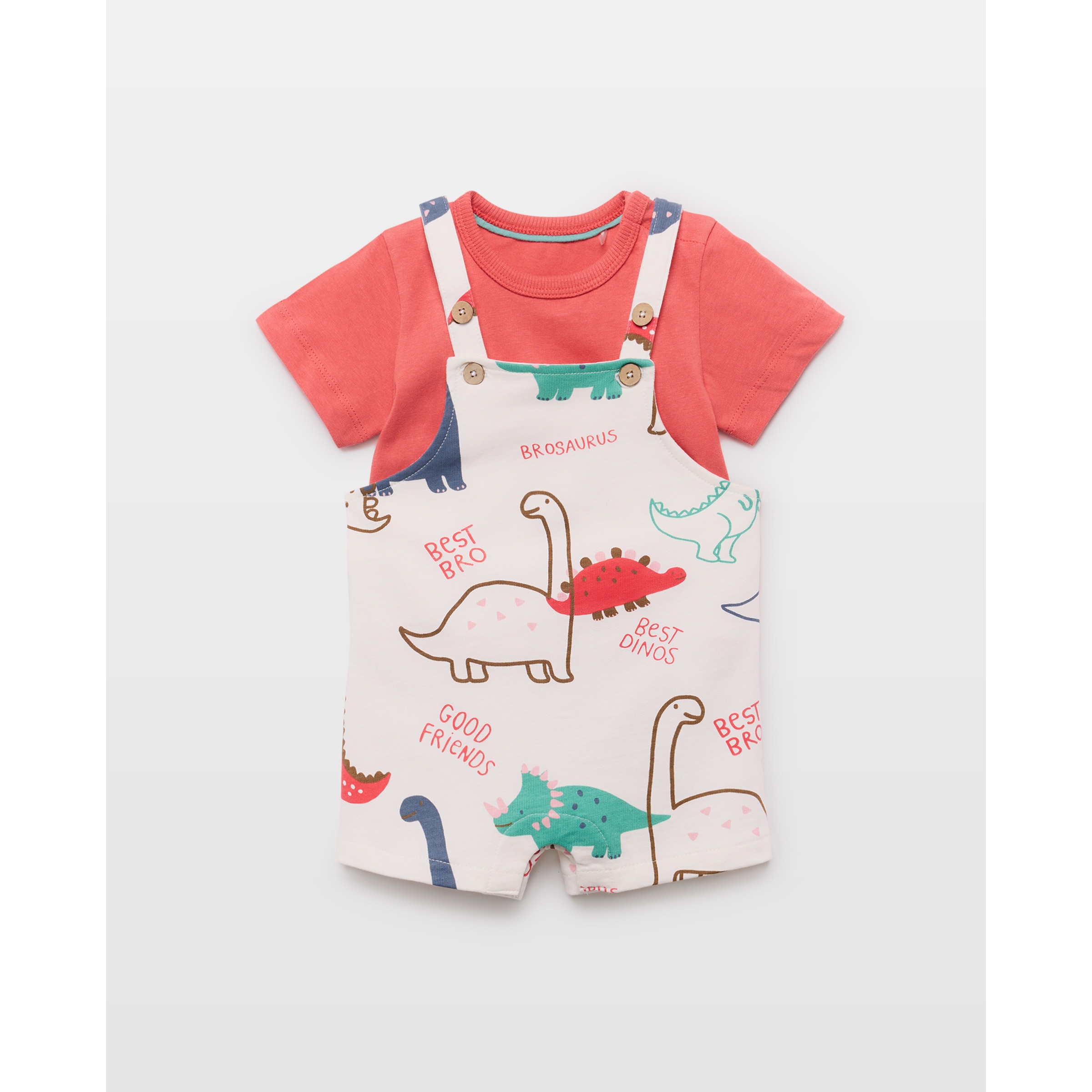 Imagen 0 de Conjunto para bebé de 2 piezas peto y camiseta estampada 120 Crudo