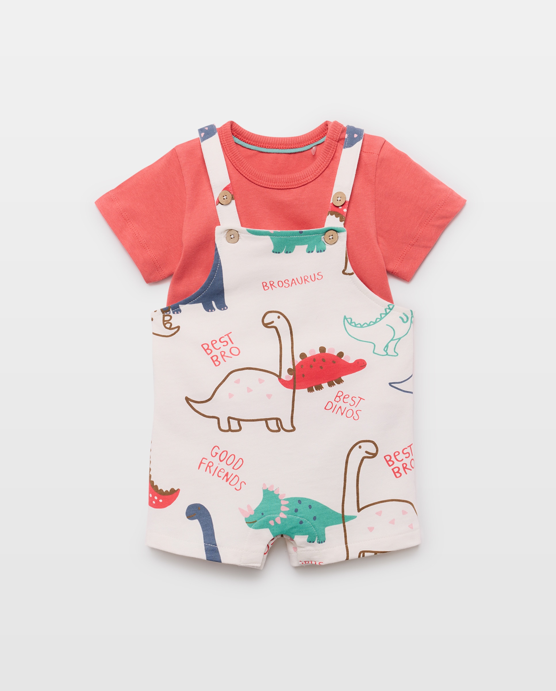 Imagem 0 de Conjunto para Bebé de 2 Peças: Jardineiras e T-shirt Estampada