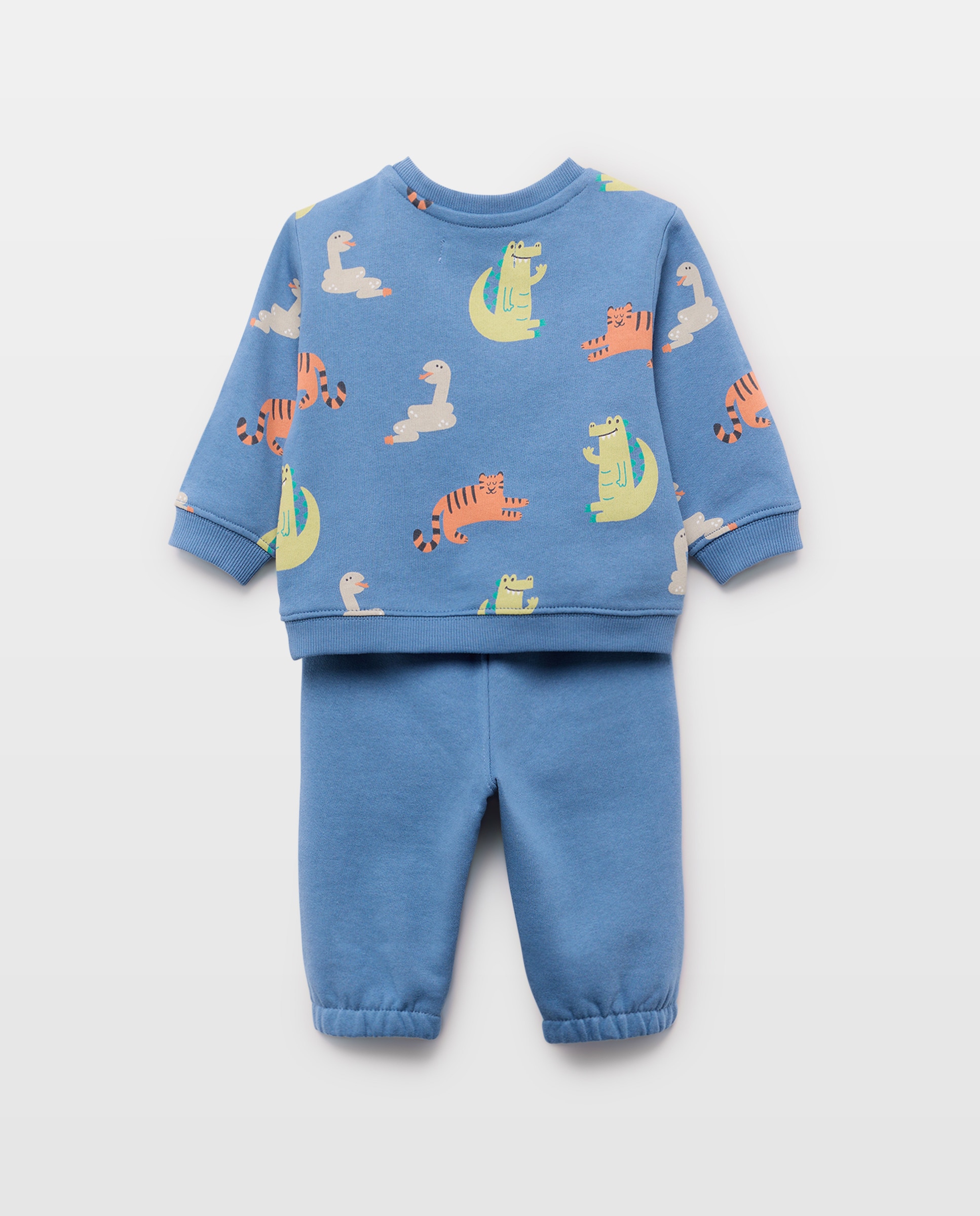 Conjunto Comprido de 2 Peças de Bebé com Sweatshirt Fechada e Calças de Felpa Baby El Corte Inglés 400 Azul-2