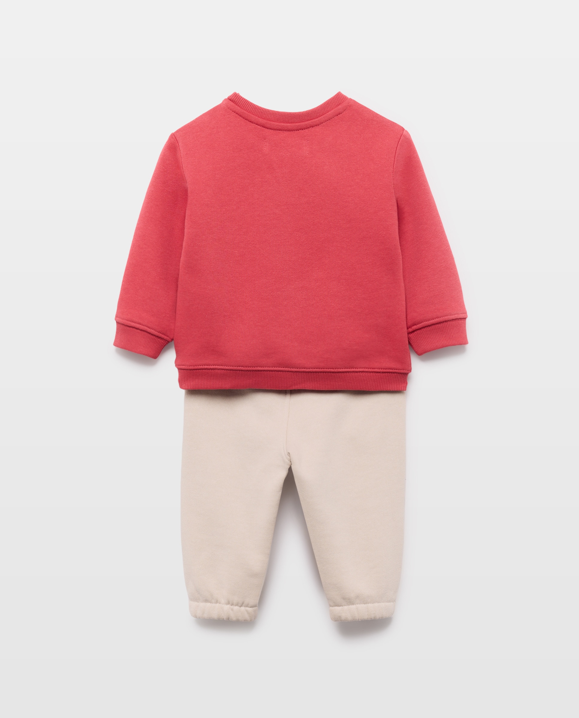 Conjunto Comprido de 2 Peças de Bebé com Sweatshirt Fechada e Calças de Felpa Baby El Corte Inglés 600 Vermelho-2