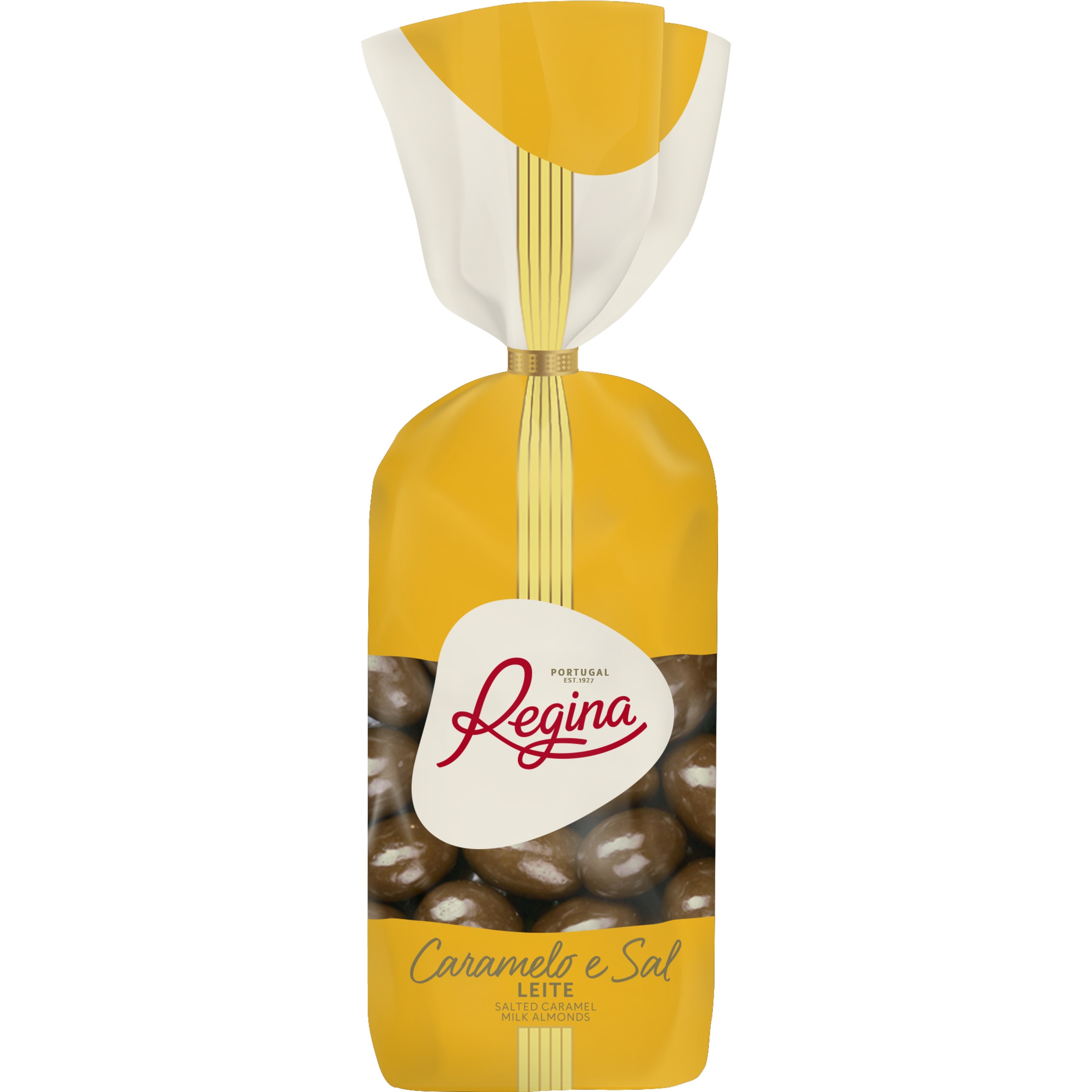 Amêndoas Cobertas de Chocolate de Leite, Caramelo e Sal embalagem 150 g