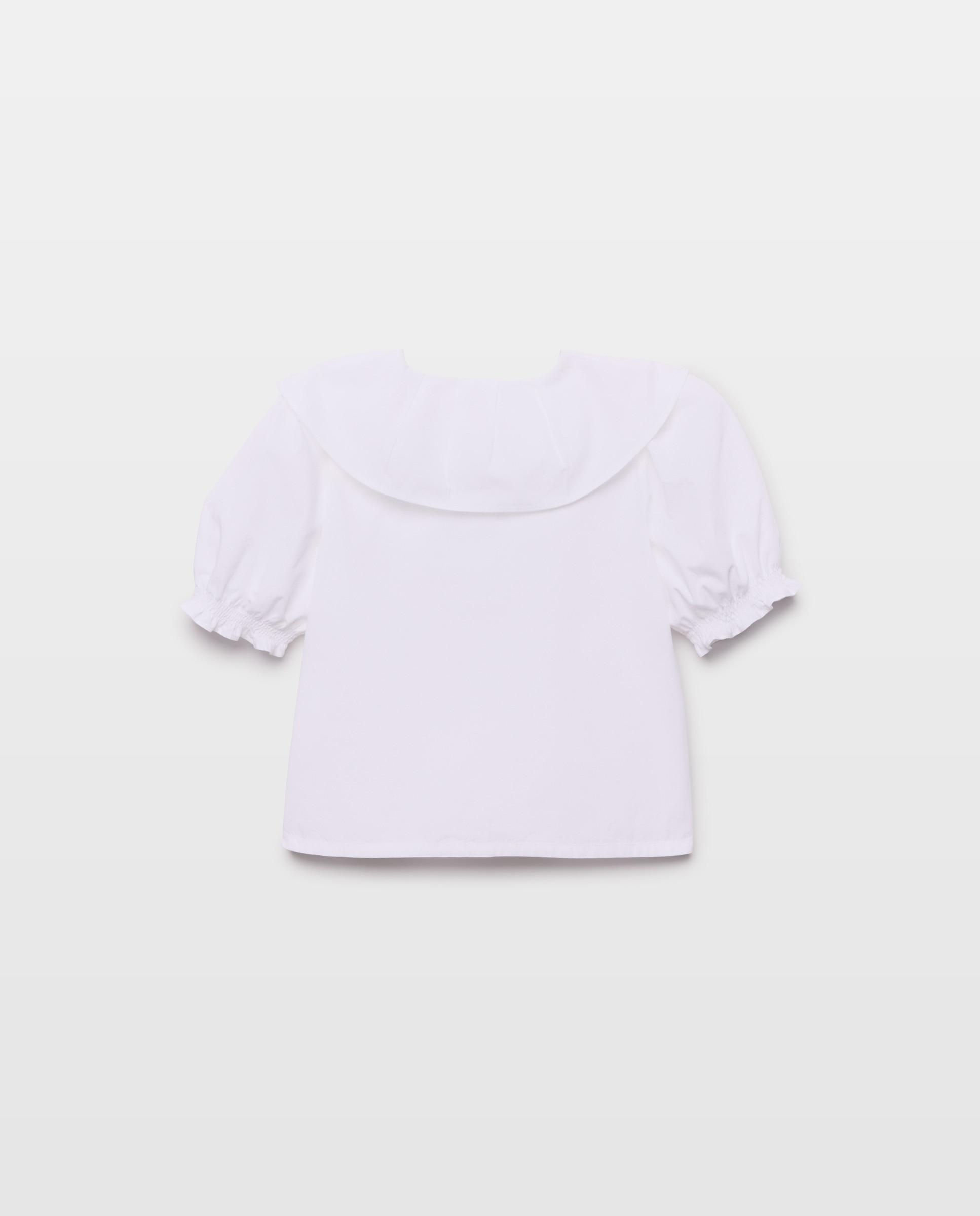 Blusa niña cuello volante manga corta Blanco-2