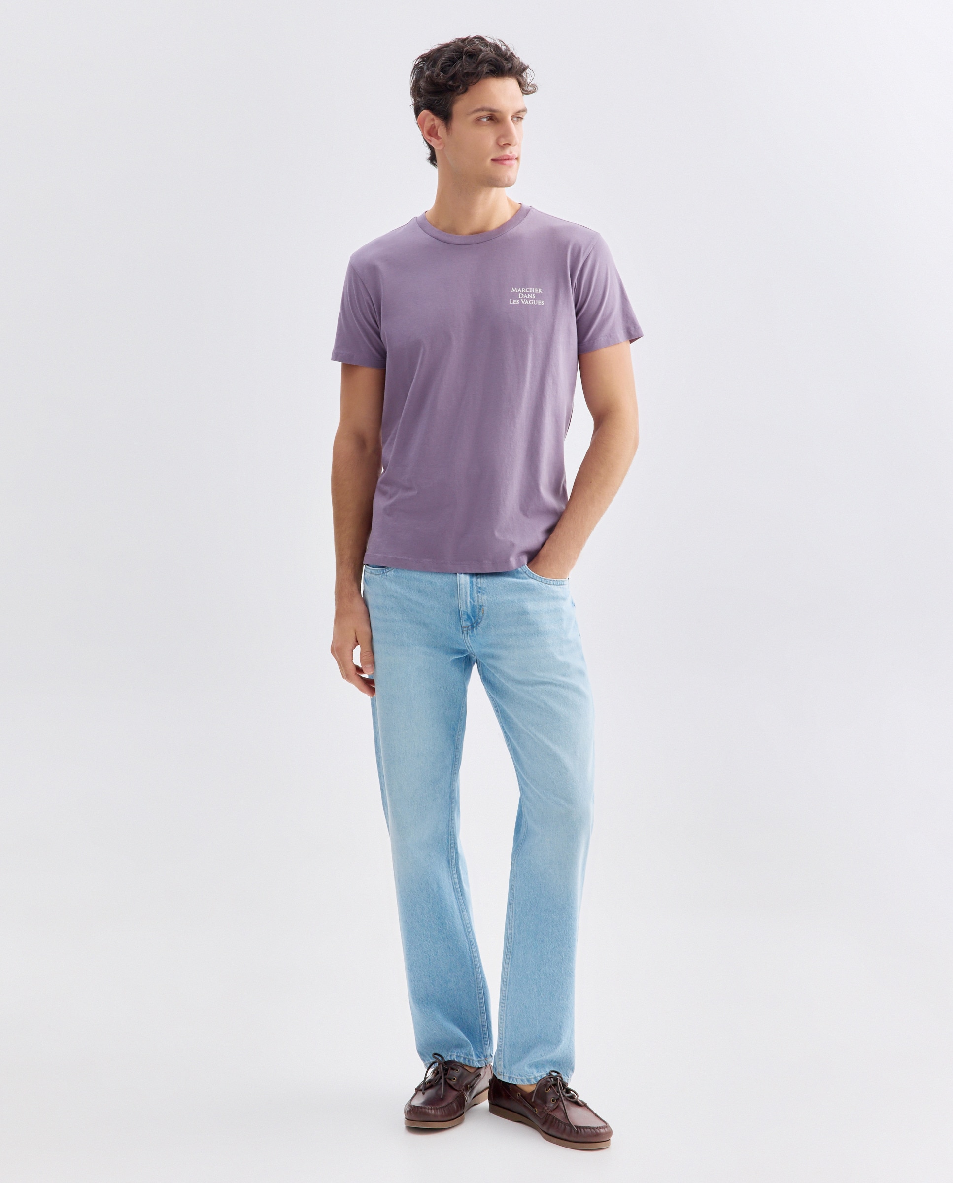 Camiseta de hombre manga corta MARCHER DANS LES VAGUES Purpura-2