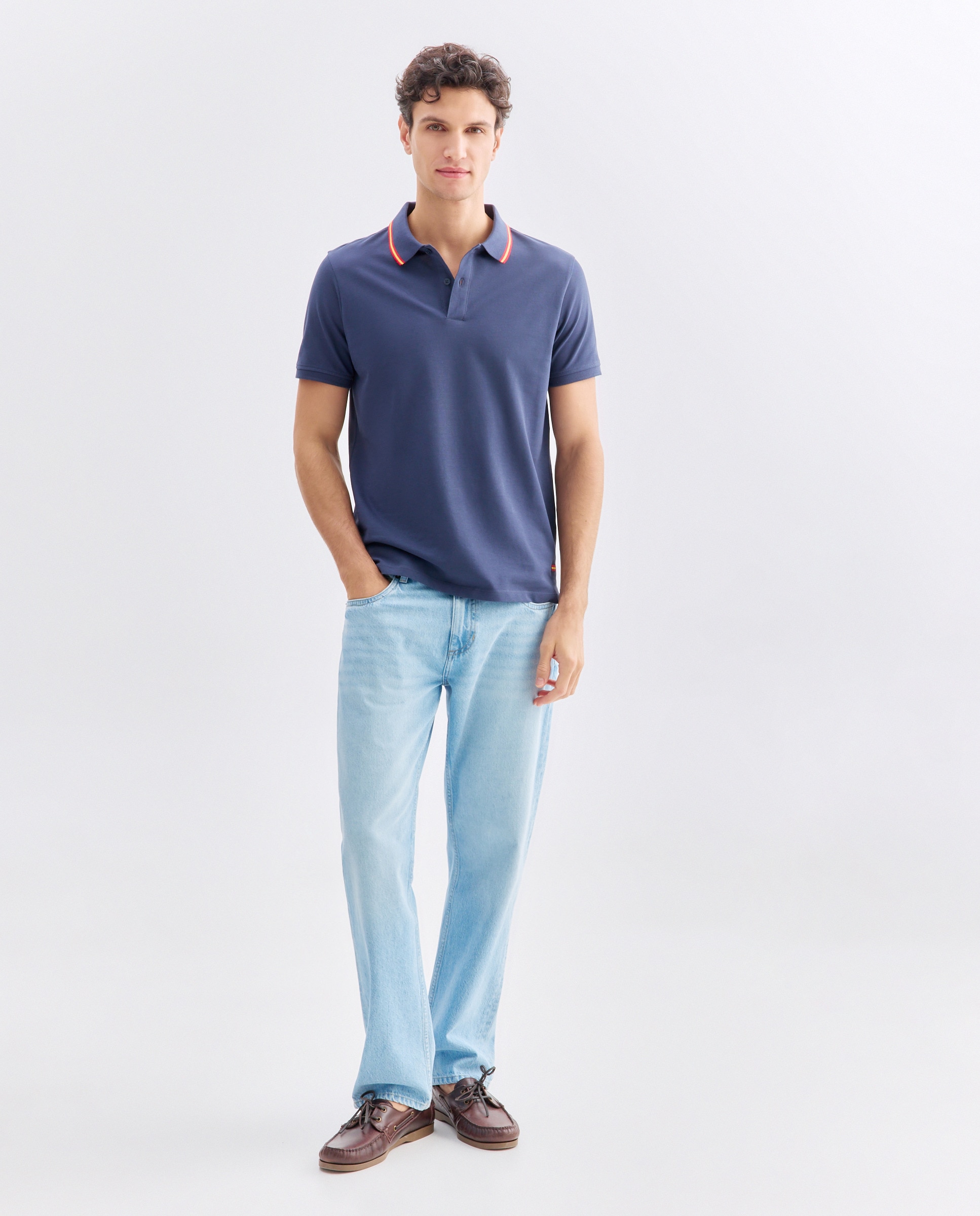 Polo de hombre manga corta pique España Azul marino-2