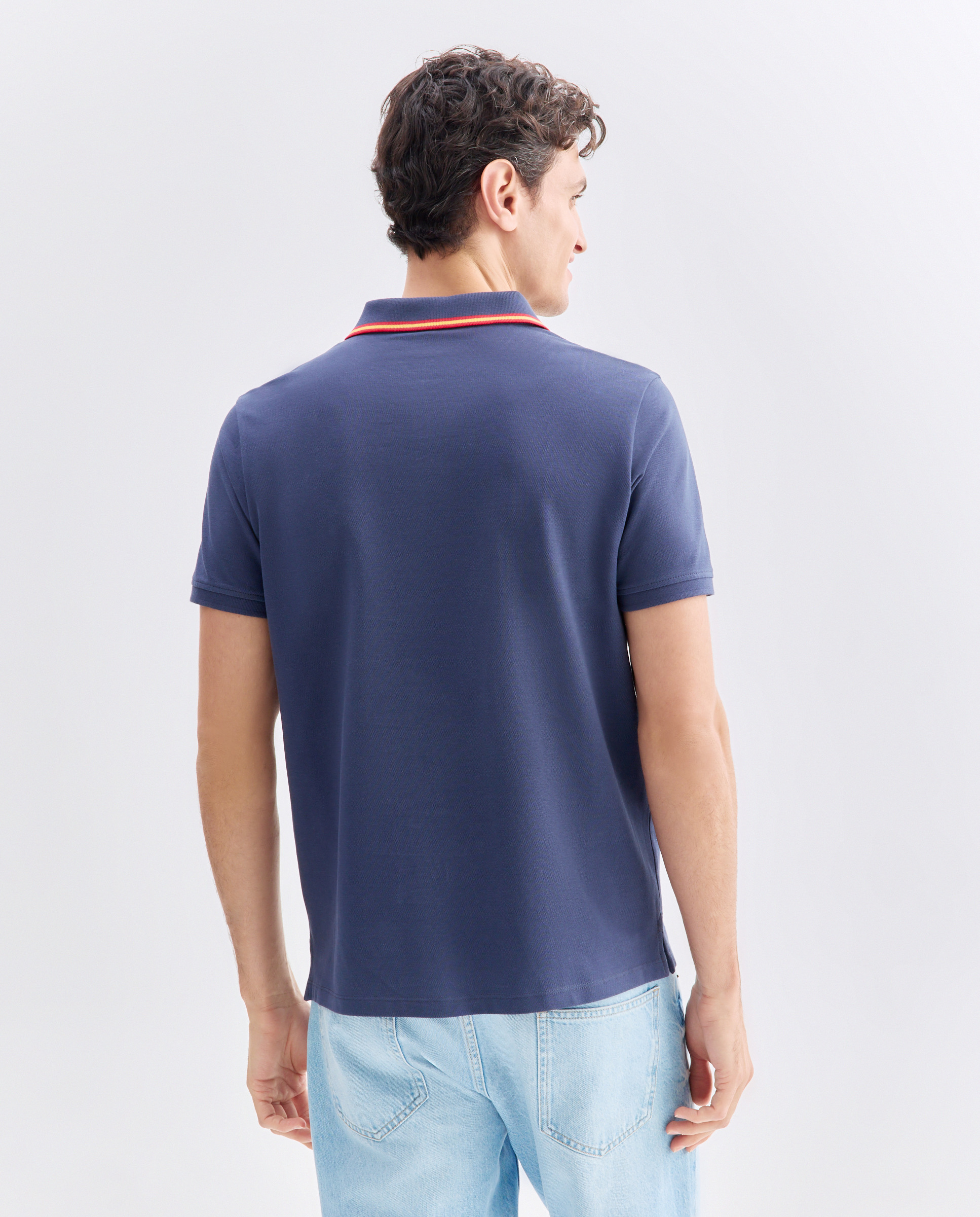 Polo de hombre manga corta pique España Azul marino-3