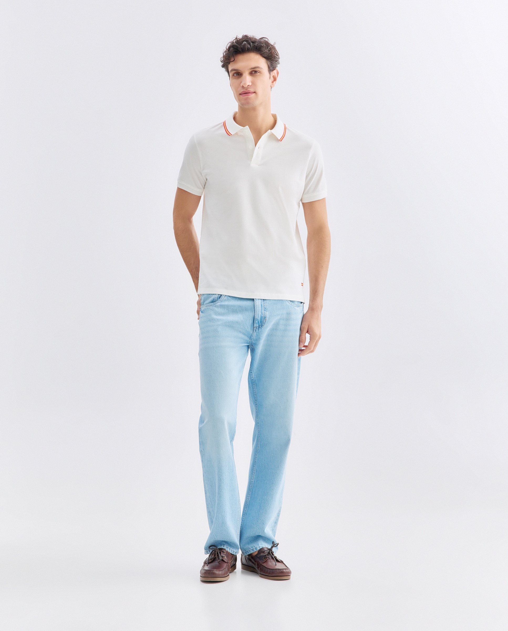 Polo de hombre manga corta pique España 120 Crudo-2