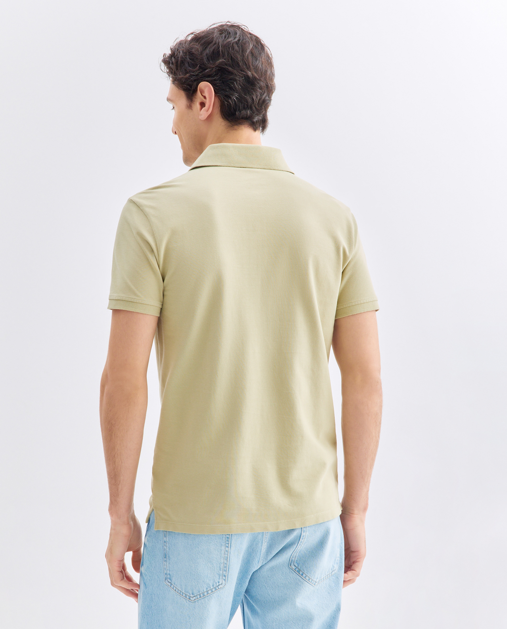 Polo de hombre manga corta pique lavado 510 Verde claro-3