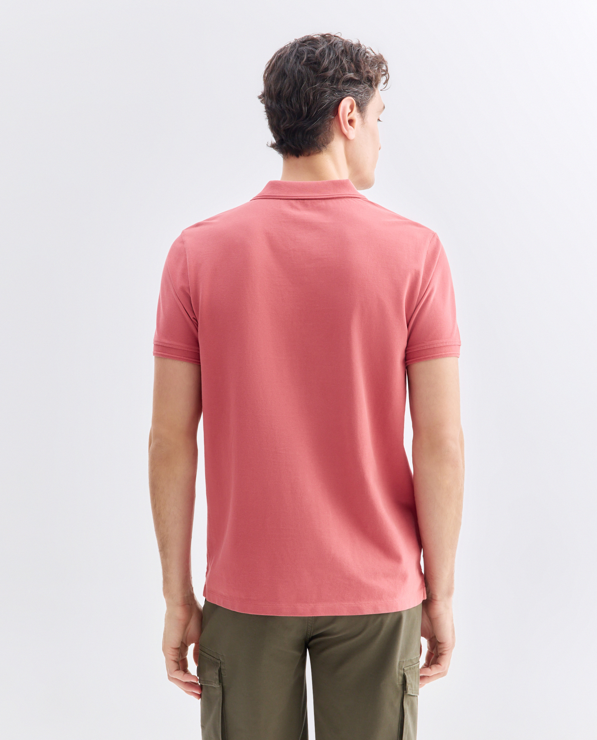 Polo manga corta piqué lavado 230 Rosa oscuro-3