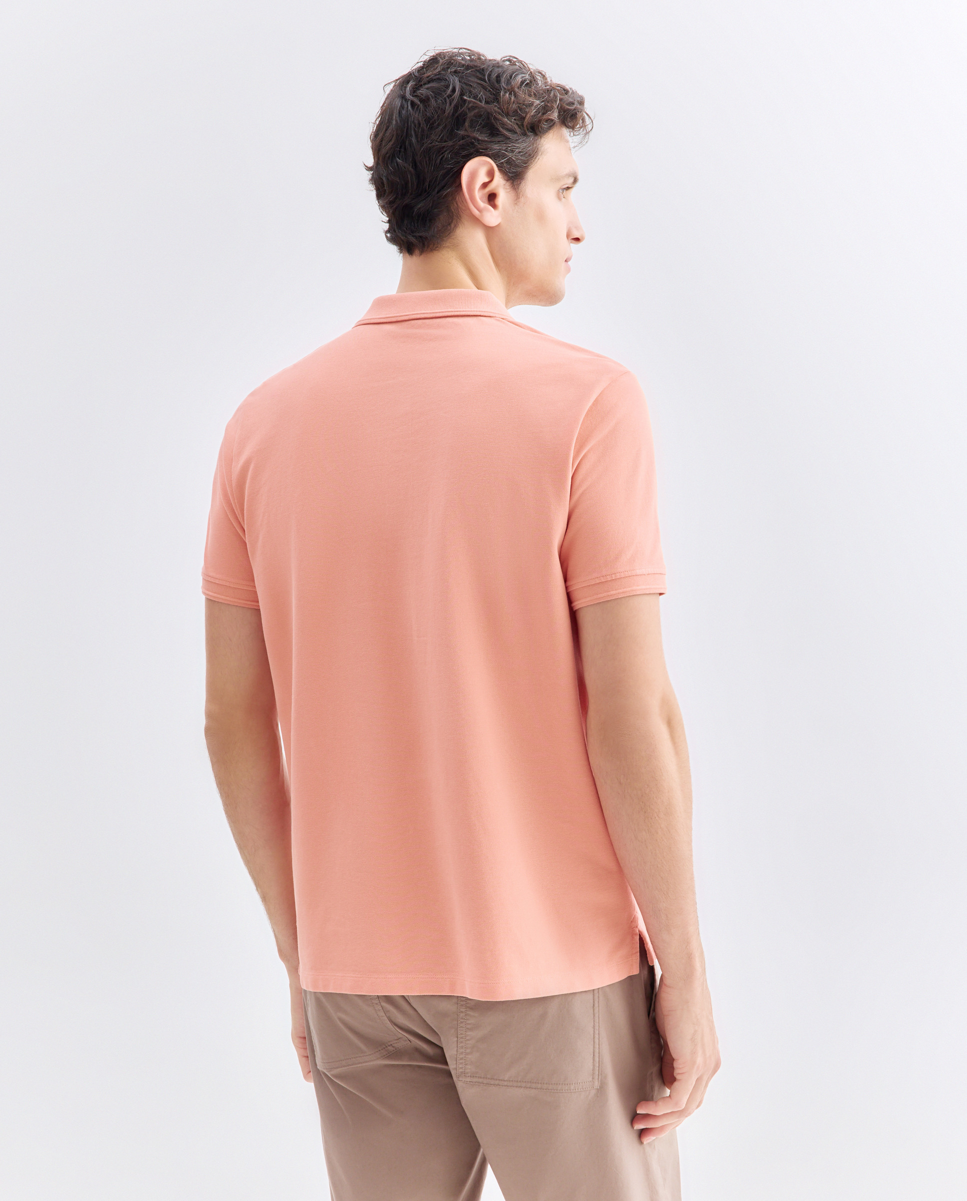 Polo manga corta piqué lavado 660 Naranja-3