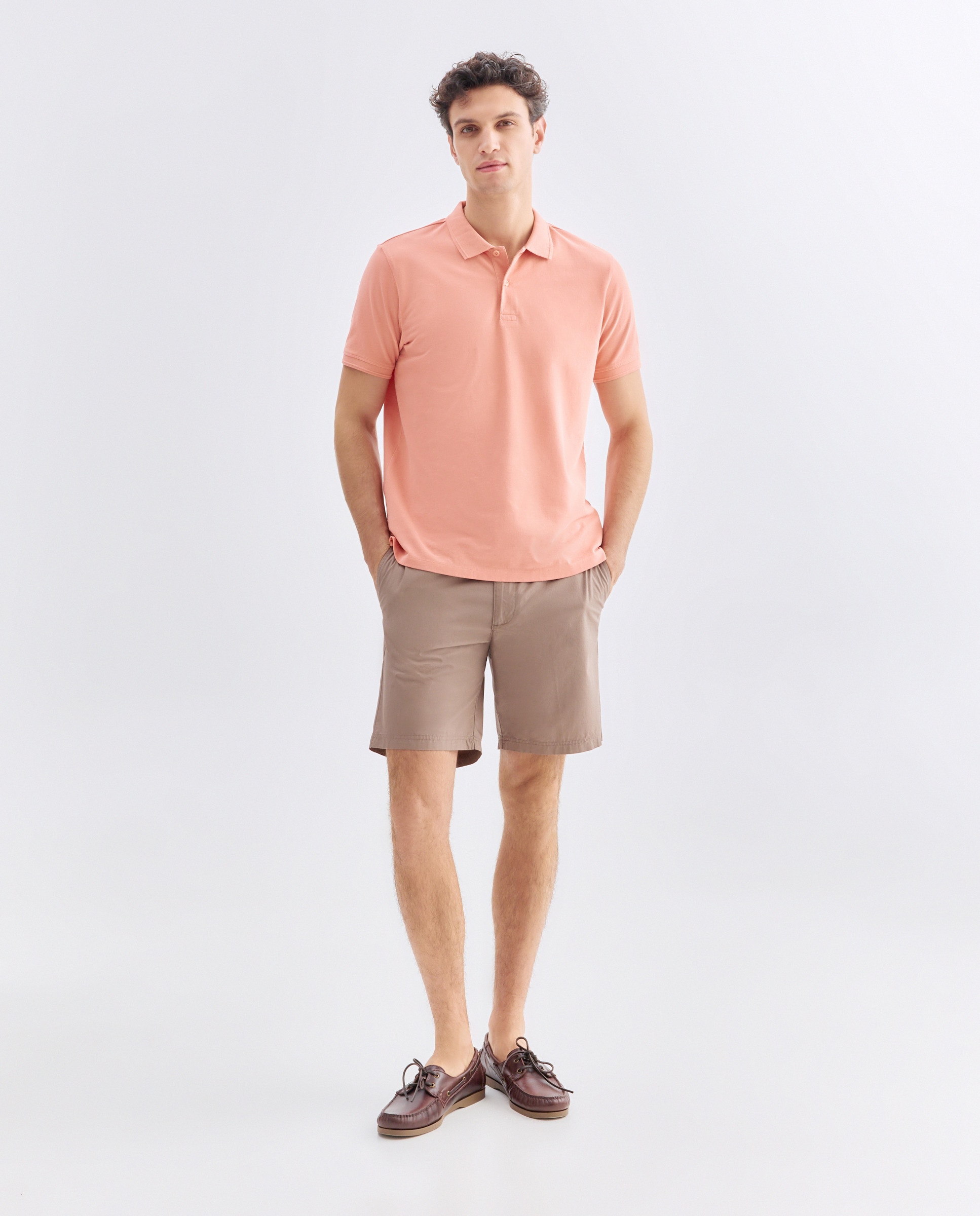 Polo manga corta piqué lavado 660 Naranja-2