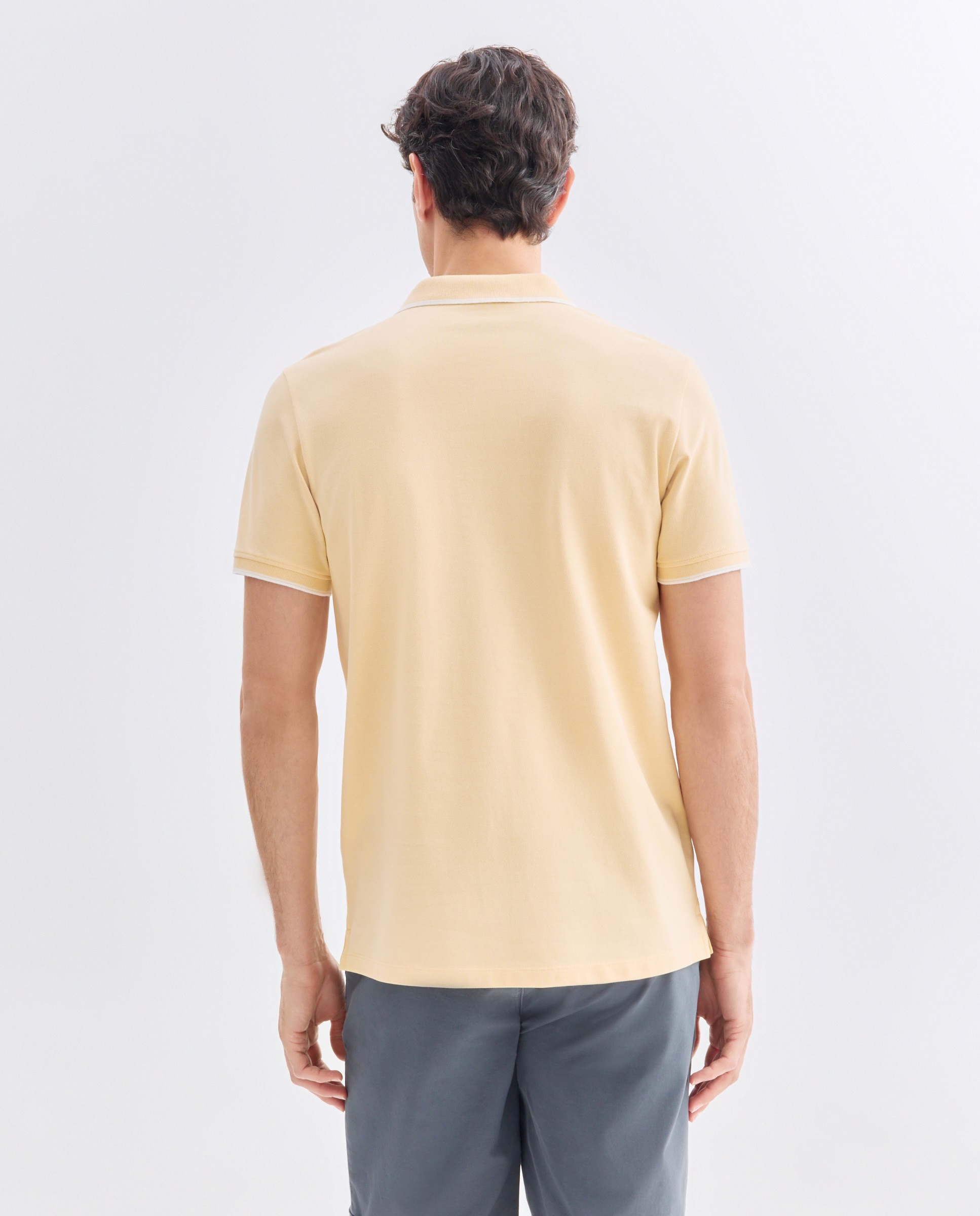 Polo de hombre manga corta raya color 310 Amarillo claro-4
