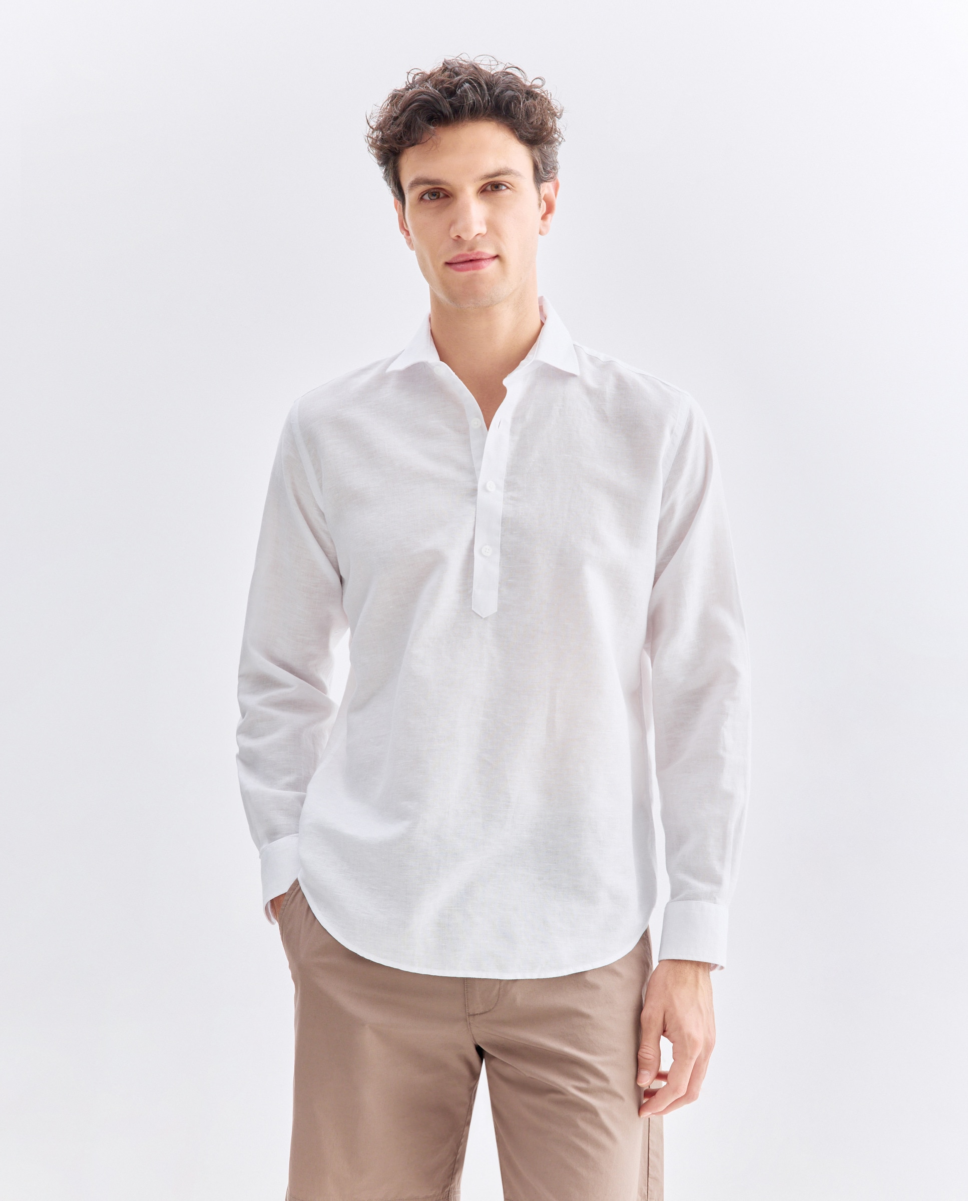 Imagen 0 de Camisa polera sport hombre lino y algodón lisa