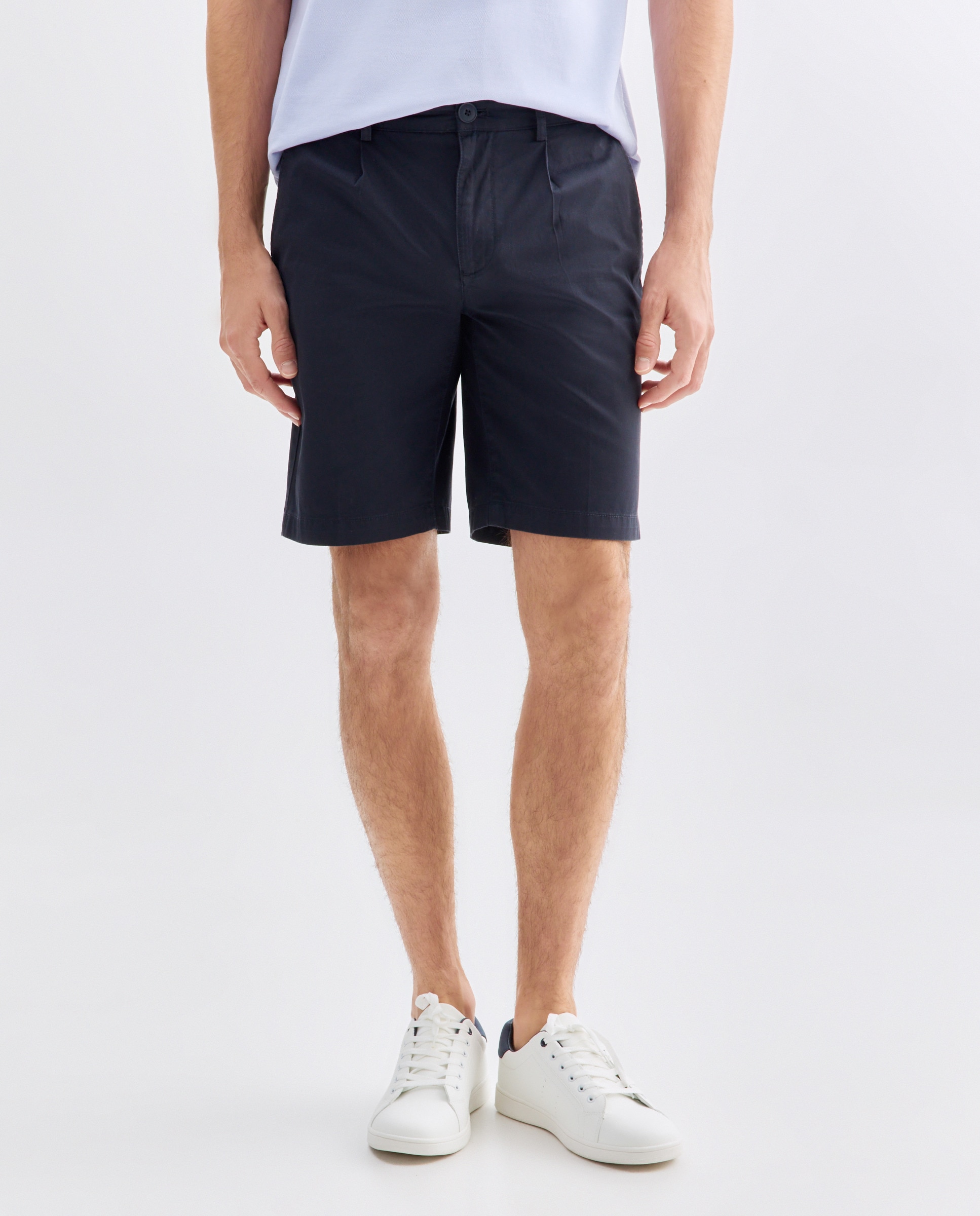 Bermuda hombre chino con pinzas 471 Índigo-2