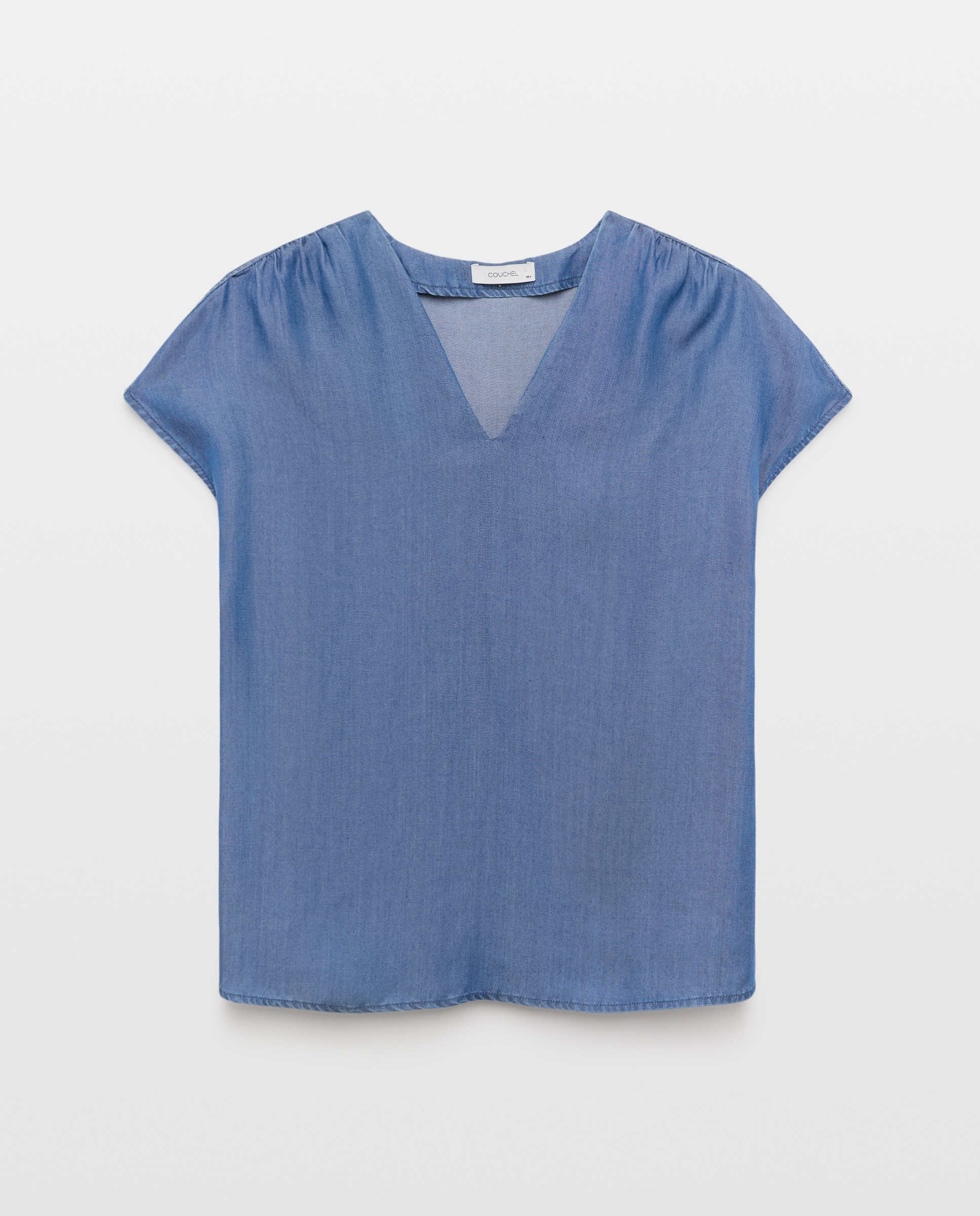 Blusa Lisa com Manga Curta 400 Azul-4