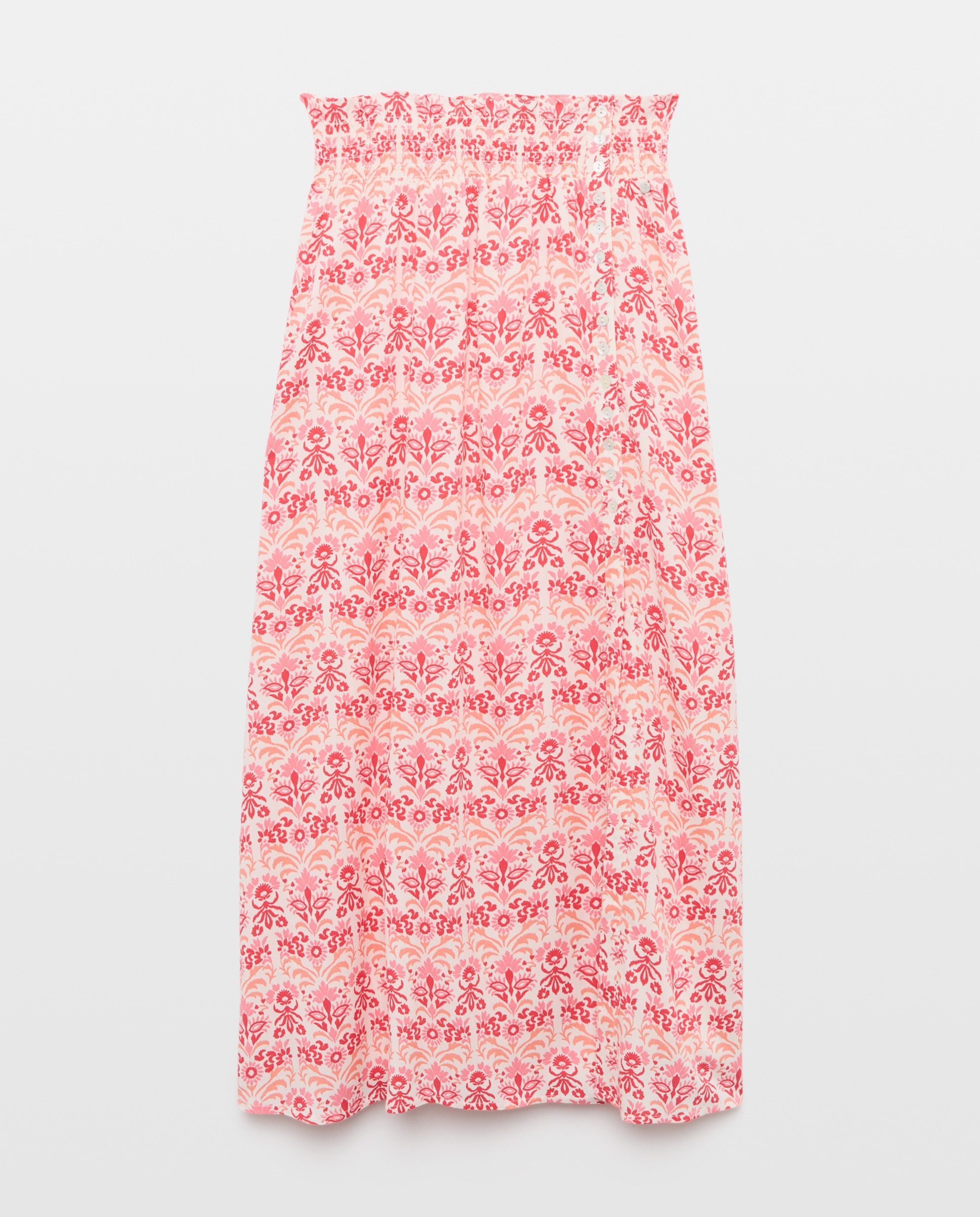 Saia Comprida com Estampado Smoked 650 Pêssego-4