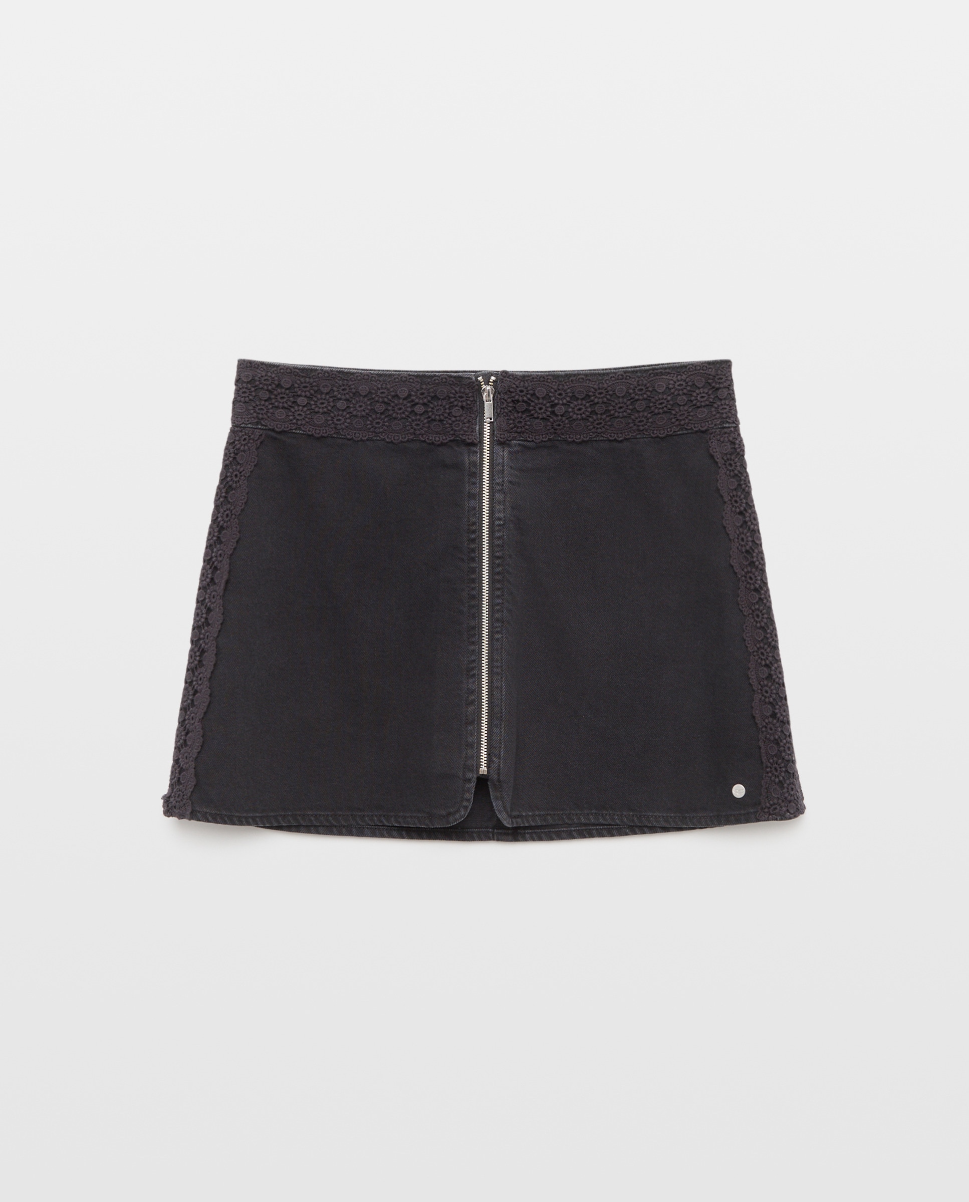 Minissaia de Ganga com Fecho de Correr Preto-4