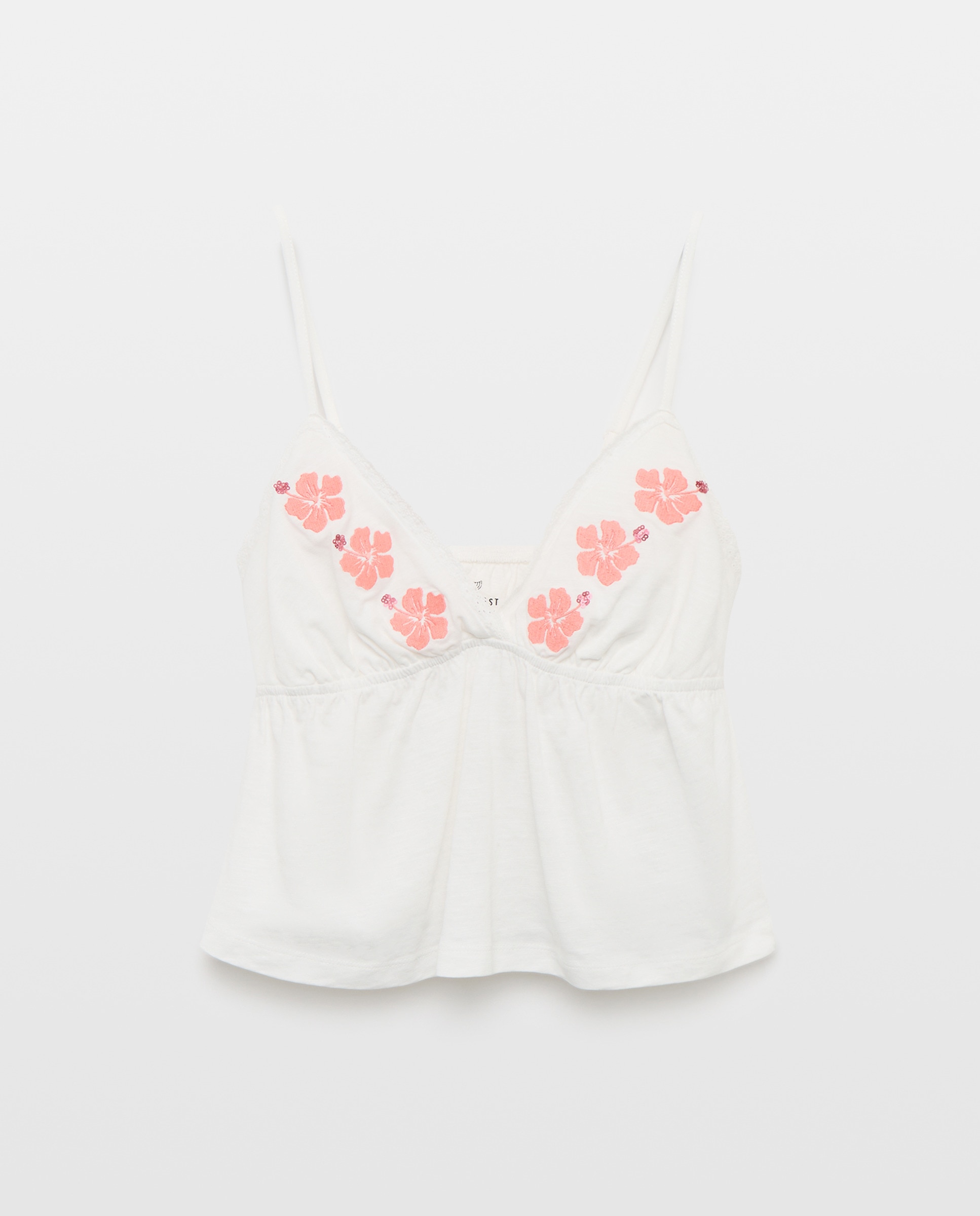 Imagen 4 de Top de mujer con tirantes bordados de flores - Green Coast - Blanco roto Blanco roto