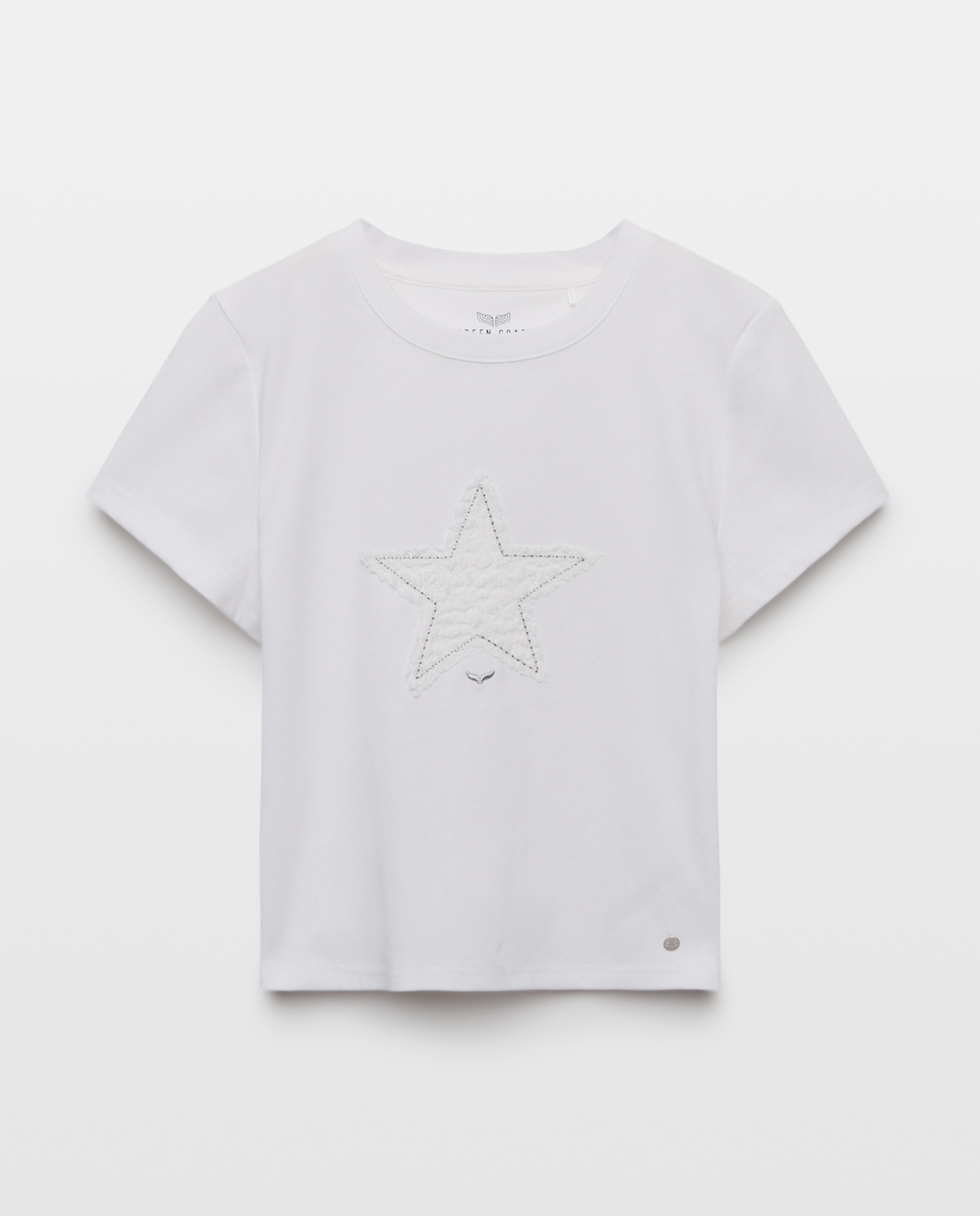 T-shirt com Estrela e Renda Branco-marfim-4