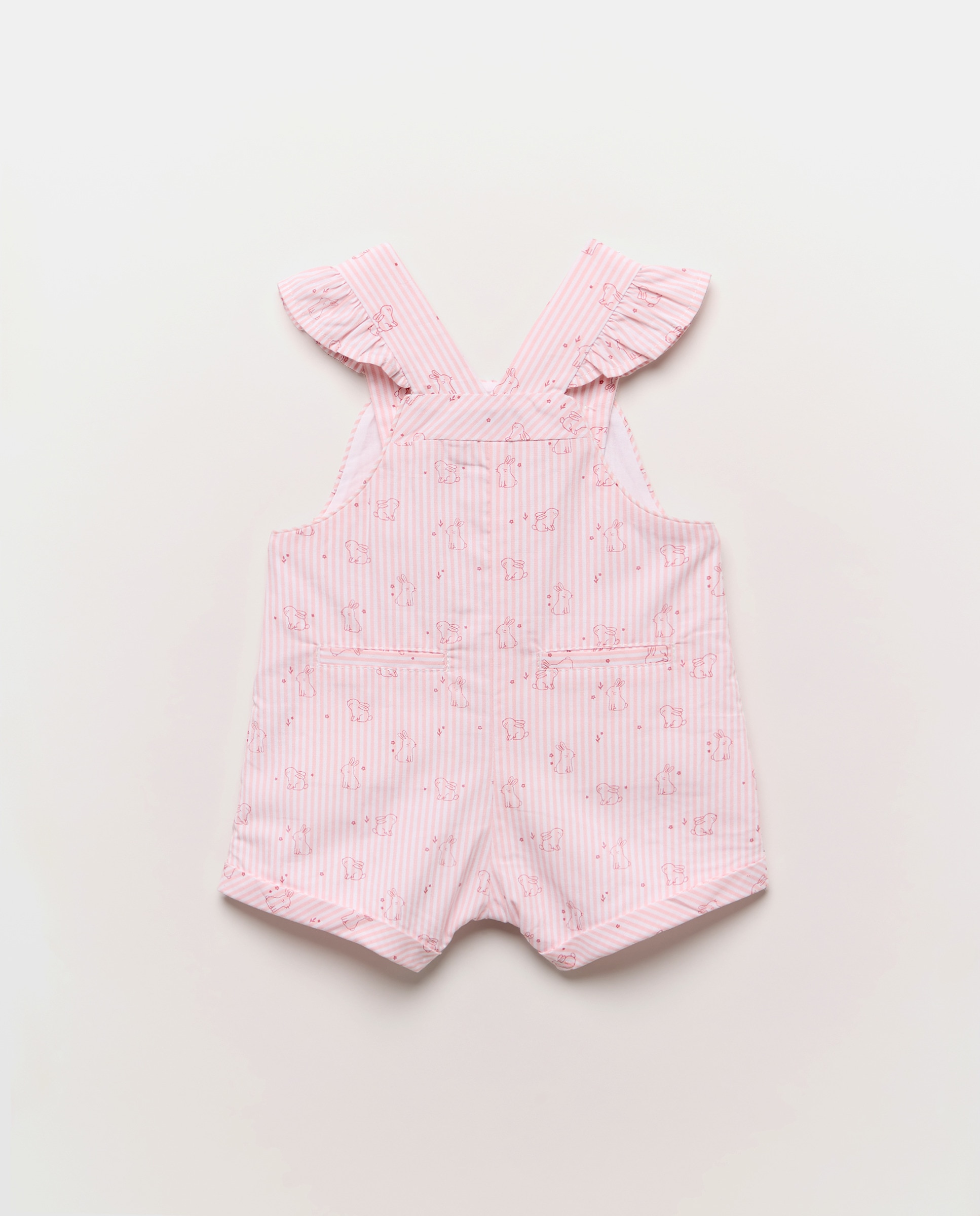 Jardineiras Tipo Calções de Bebé com Folhos nas Alças e Estampado Coconut El Corte Inglés Rosa-2