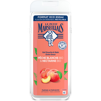 gel de baño hidratante y refrescante melocotón y nectarina Bio botella 650 ml - Le Petit Marseillais