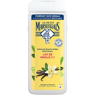 gel de baño hidratante y nutritivo con leche de vainilla Bio botella 650 ml - Le Petit Marseillais