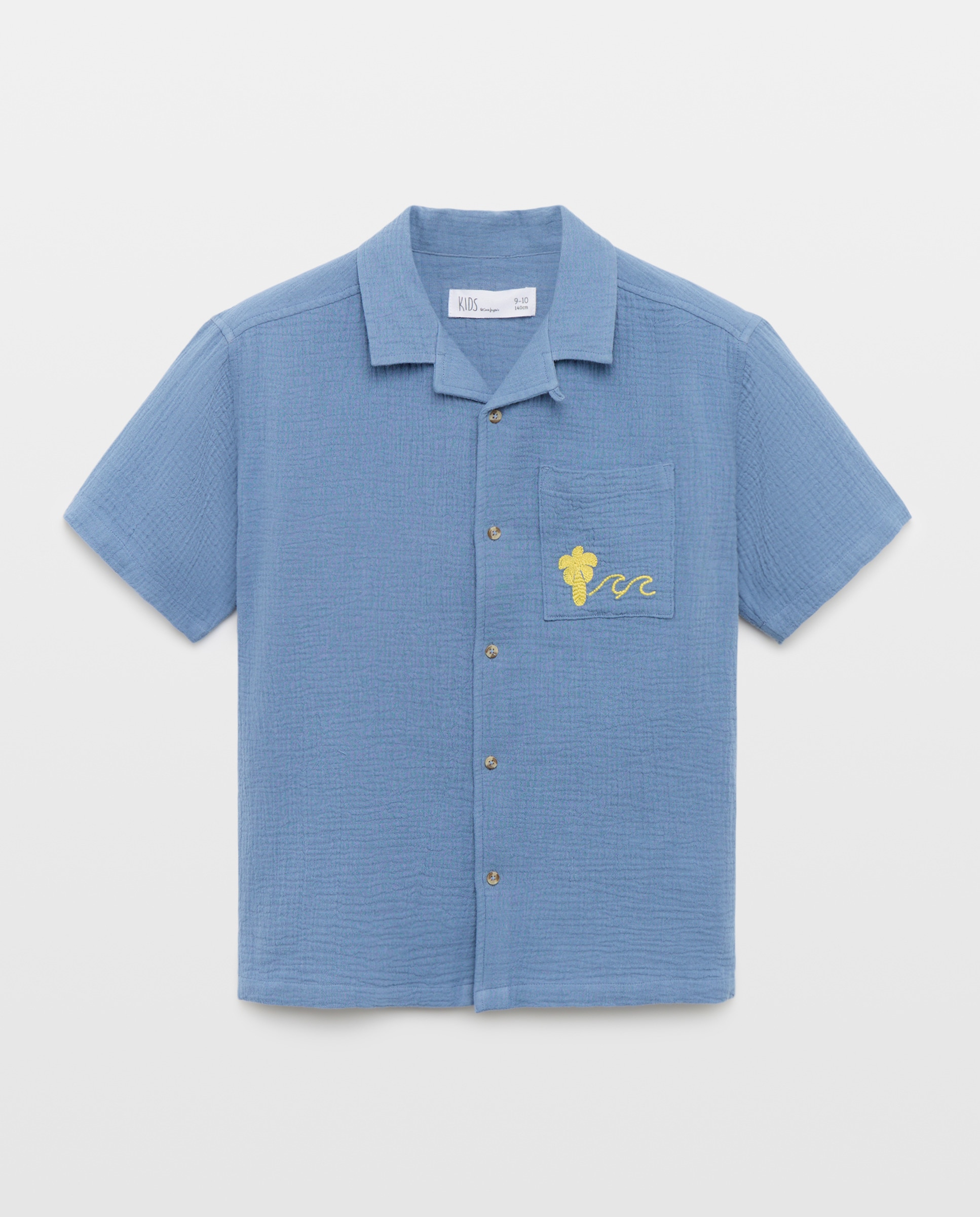 Camisa de Chiffon Duplo com Manga Curta e Gola à Padre Kids El Corte Inglés 400 Azul-4