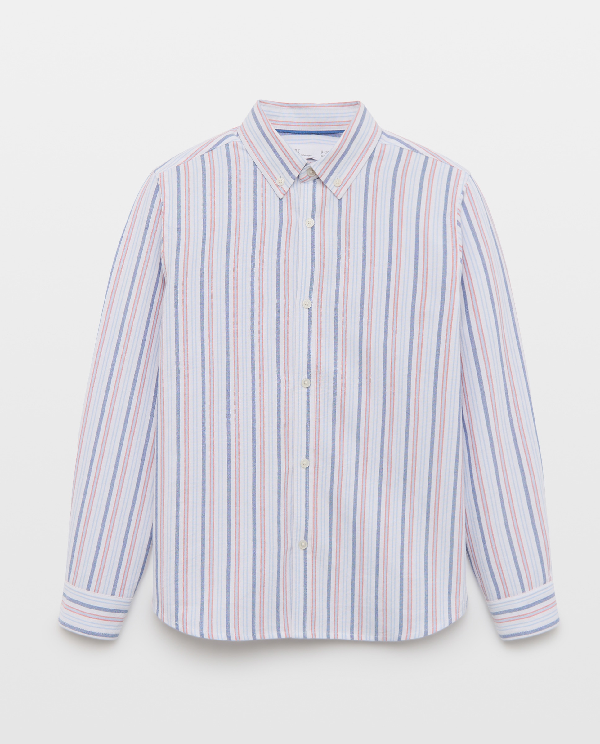 Camisa Oxford às Riscas com Manga Comprida Castanho-5