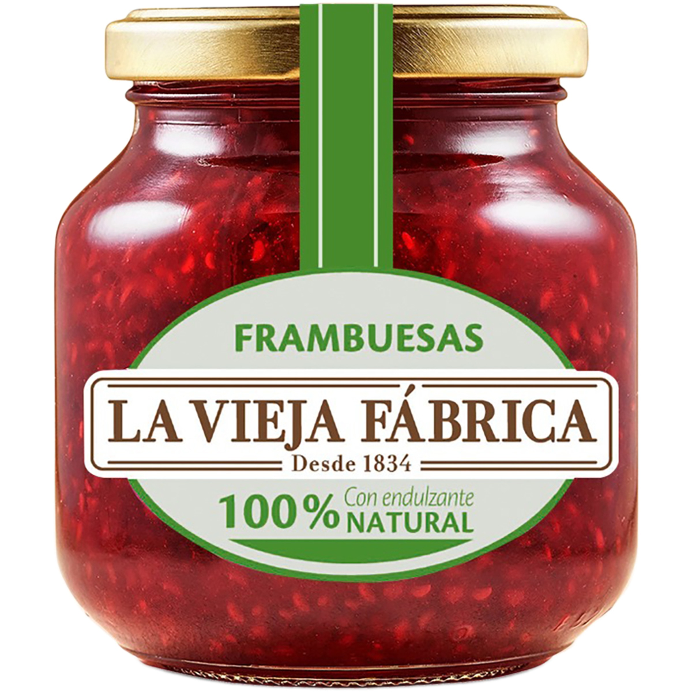 mermelada de frambuesas 100% natural con endulzante frasco 280 g