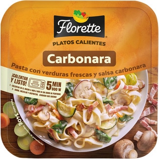 pasta con verduras frescas y salsa carbonara Platos Calientes tarrina 340 g - Florette
