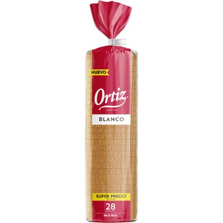 pan de molde blanco con corteza 28 rebanadas bolsa 820 g - Ortiz