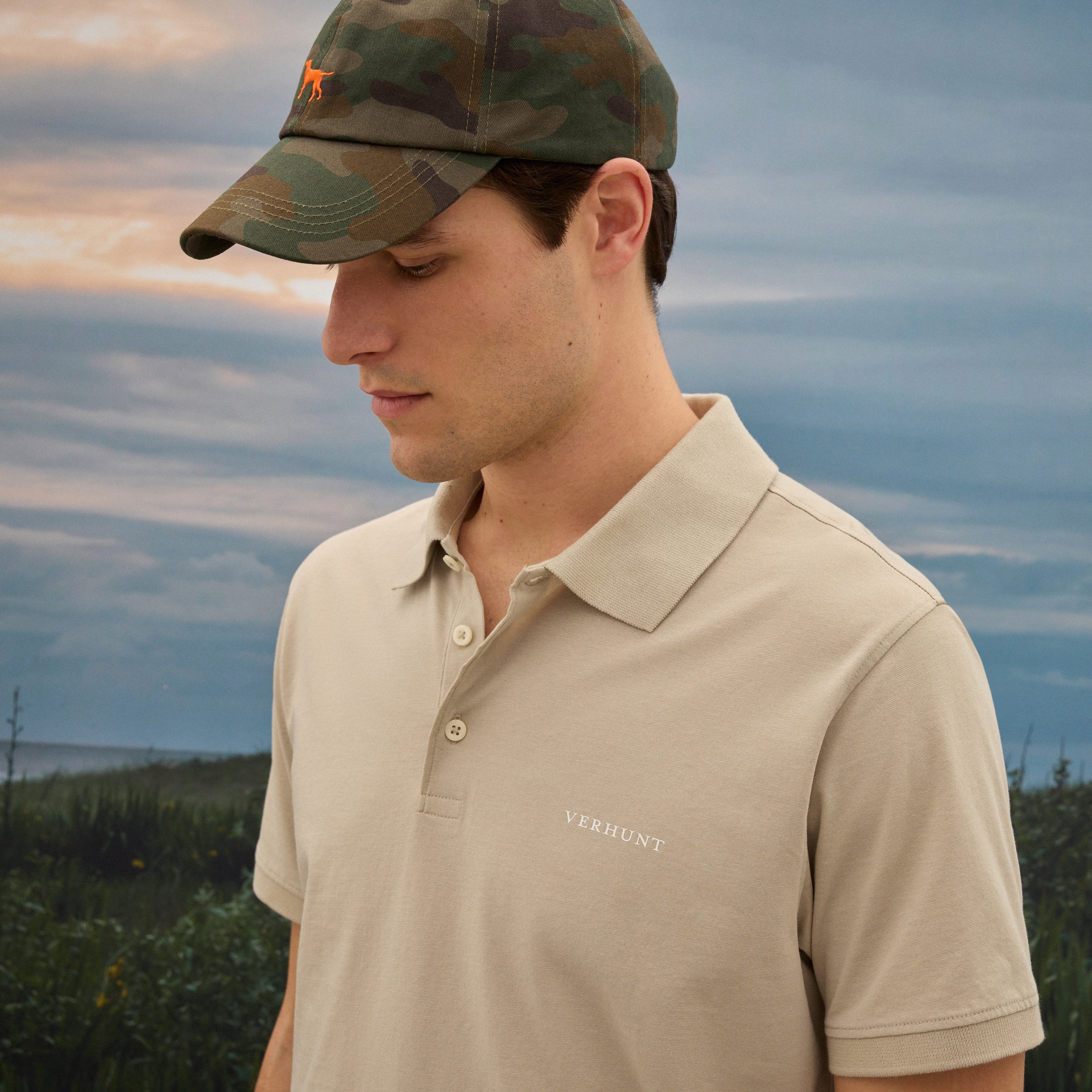 Polo Técnico de Homem Bege-1