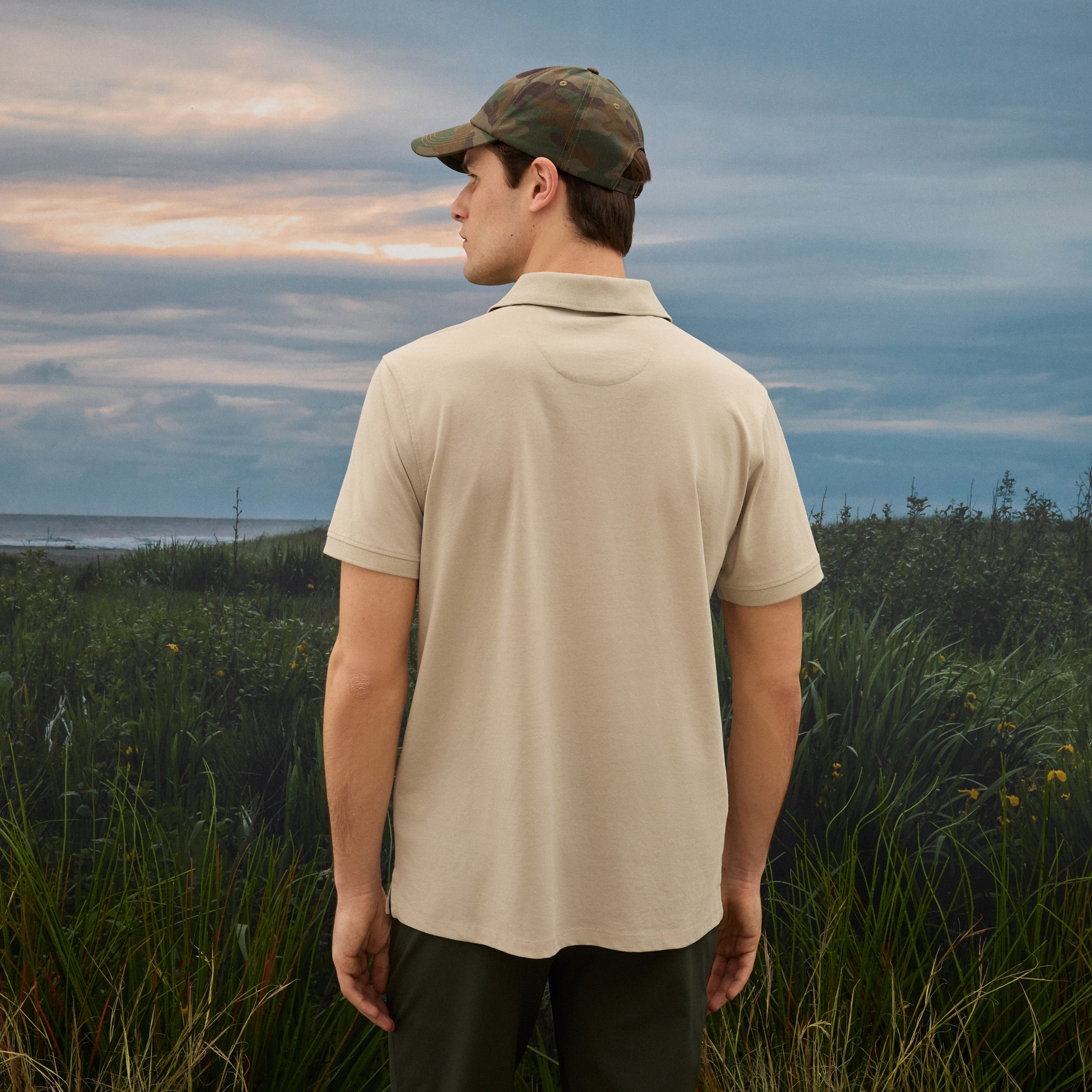 Polo Técnico de Homem Bege-3