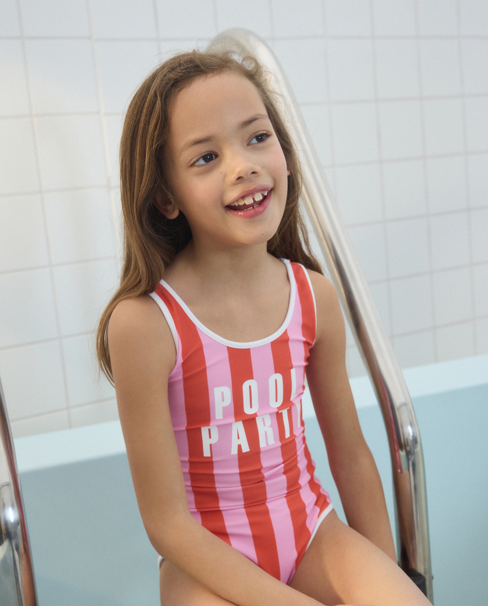 Fato de Banho com Risca Larga Vermelho-2